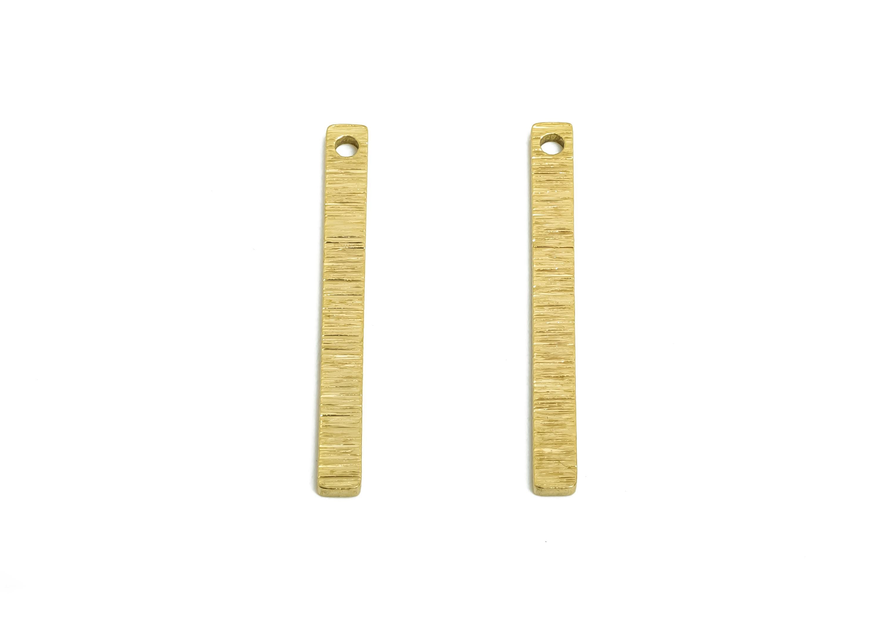 Brass Stick Earring Charm - Raw Brass Textured Bar Pendant - Geometric DIY Jewelry Component - Sleek Earring Finding - 25x2.66x1mm - PP10769 - DOMEDBAZAAR