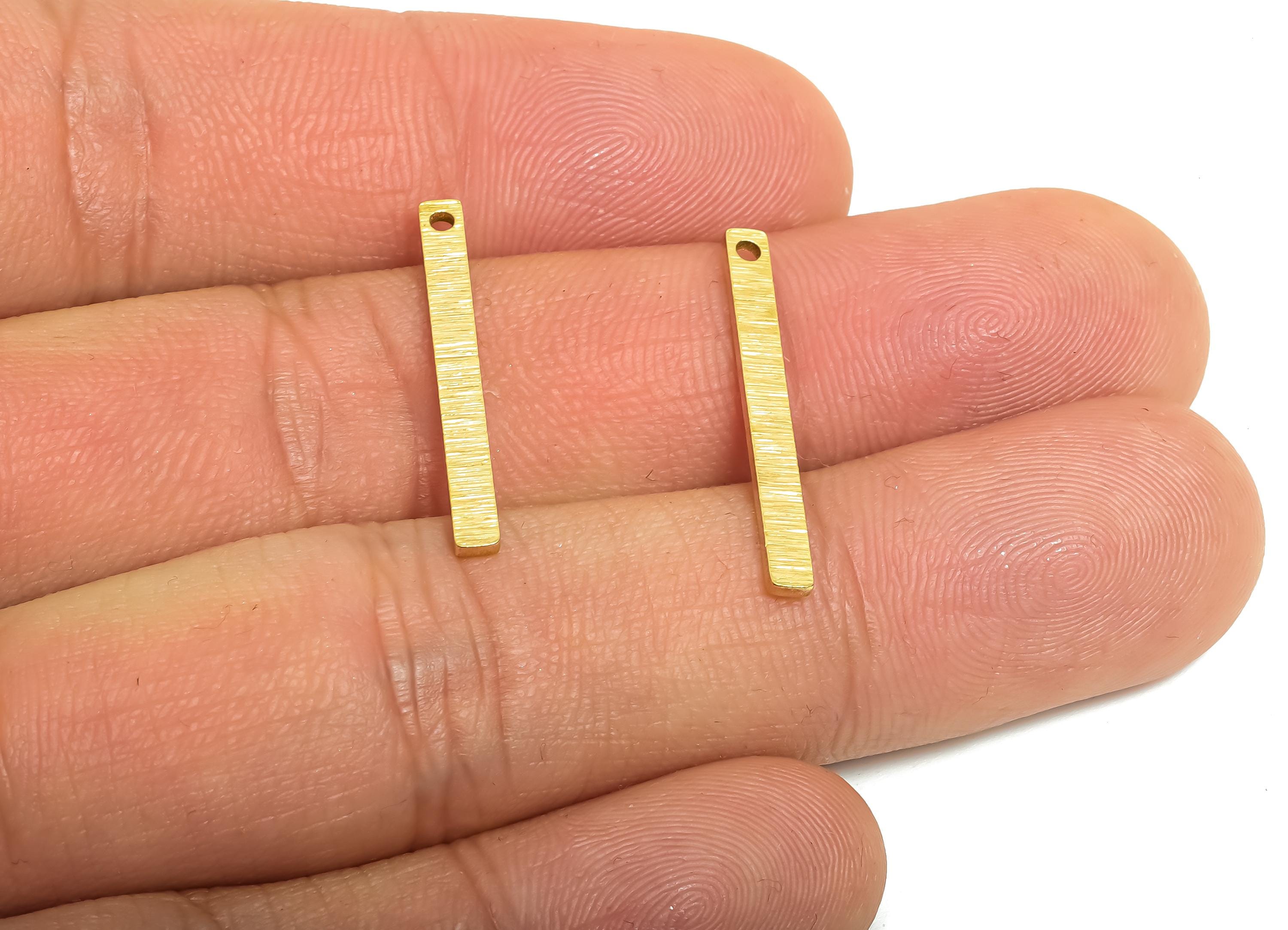 Brass Stick Earring Charm - Raw Brass Textured Bar Pendant - Geometric DIY Jewelry Component - Sleek Earring Finding - 25x2.66x1mm - PP10769 - DOMEDBAZAAR