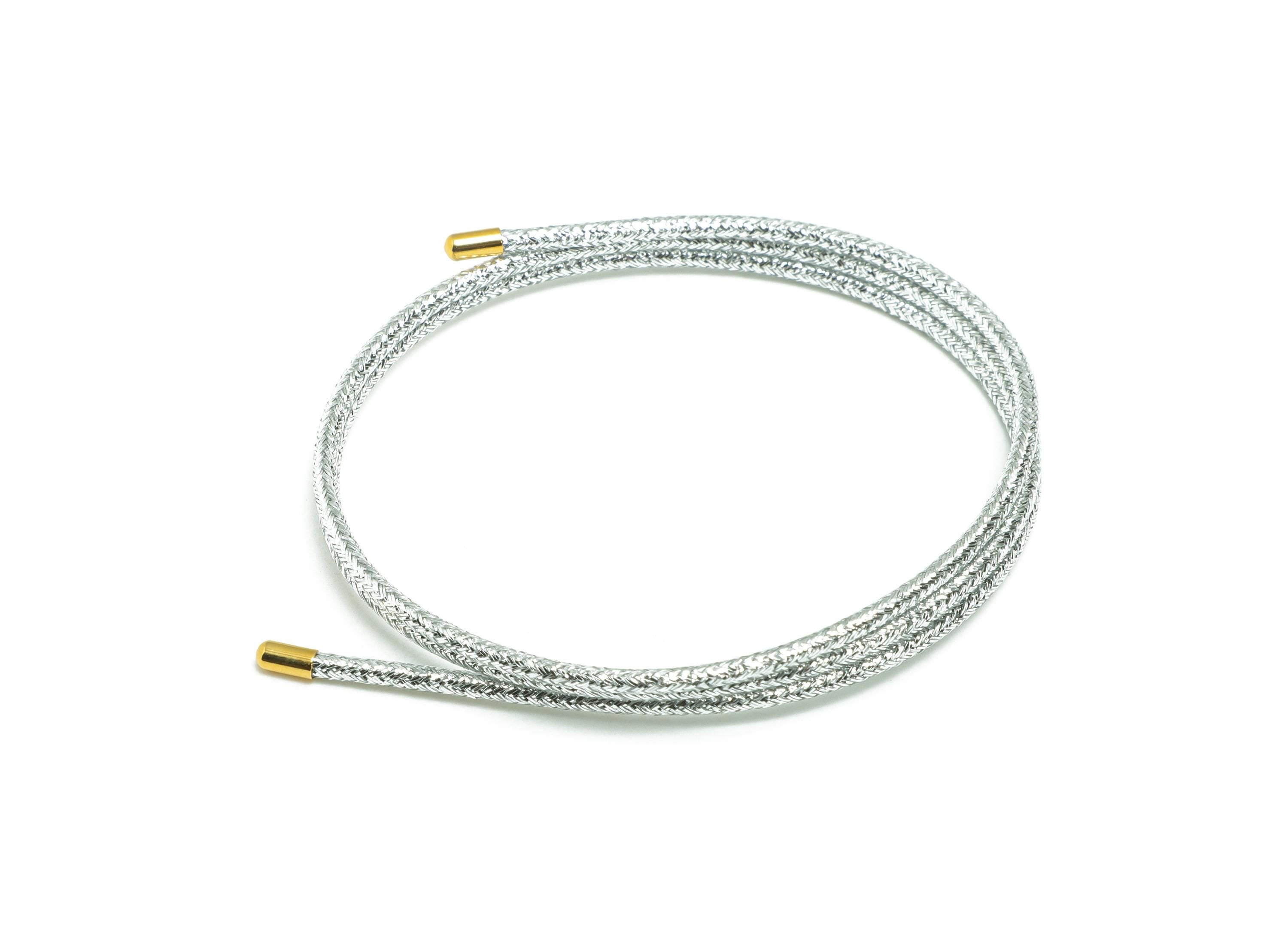 52cm Magnetic Rope Bracelet - Brass Adjustable Handmade Magnetic Rope Jewelry - Modern Unisex Silver Magnetic Rope Necklace Making - HM1068H - DOMEDBAZAAR