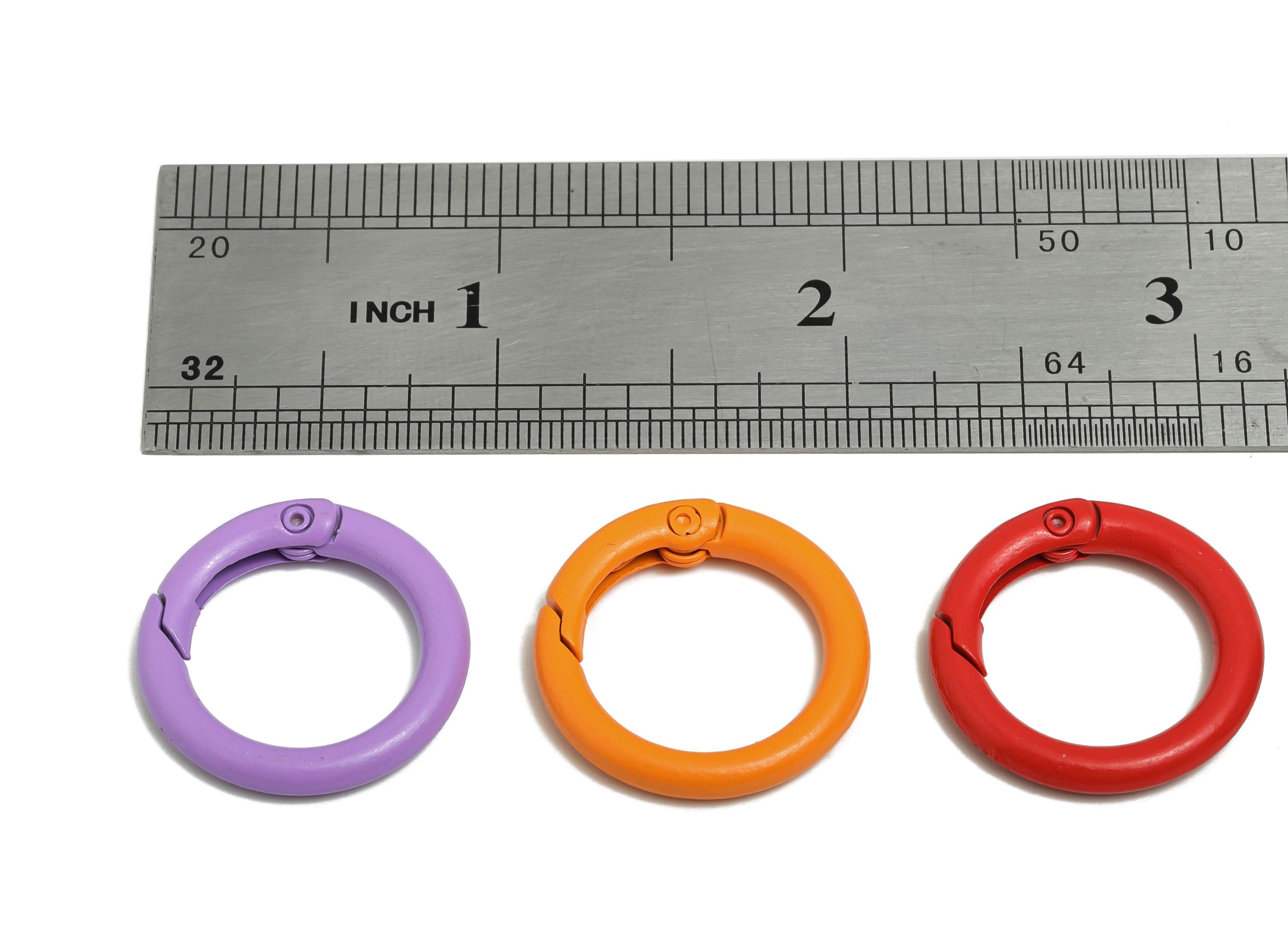 Alloy Round Spring Clips - Colorful Spray Paint Metal Buckle Rings - Decorative Key Rings - Push Gate Snap Key Ring - 23.5x23x3.5mm - ZZ2053 - DOMEDBAZAAR