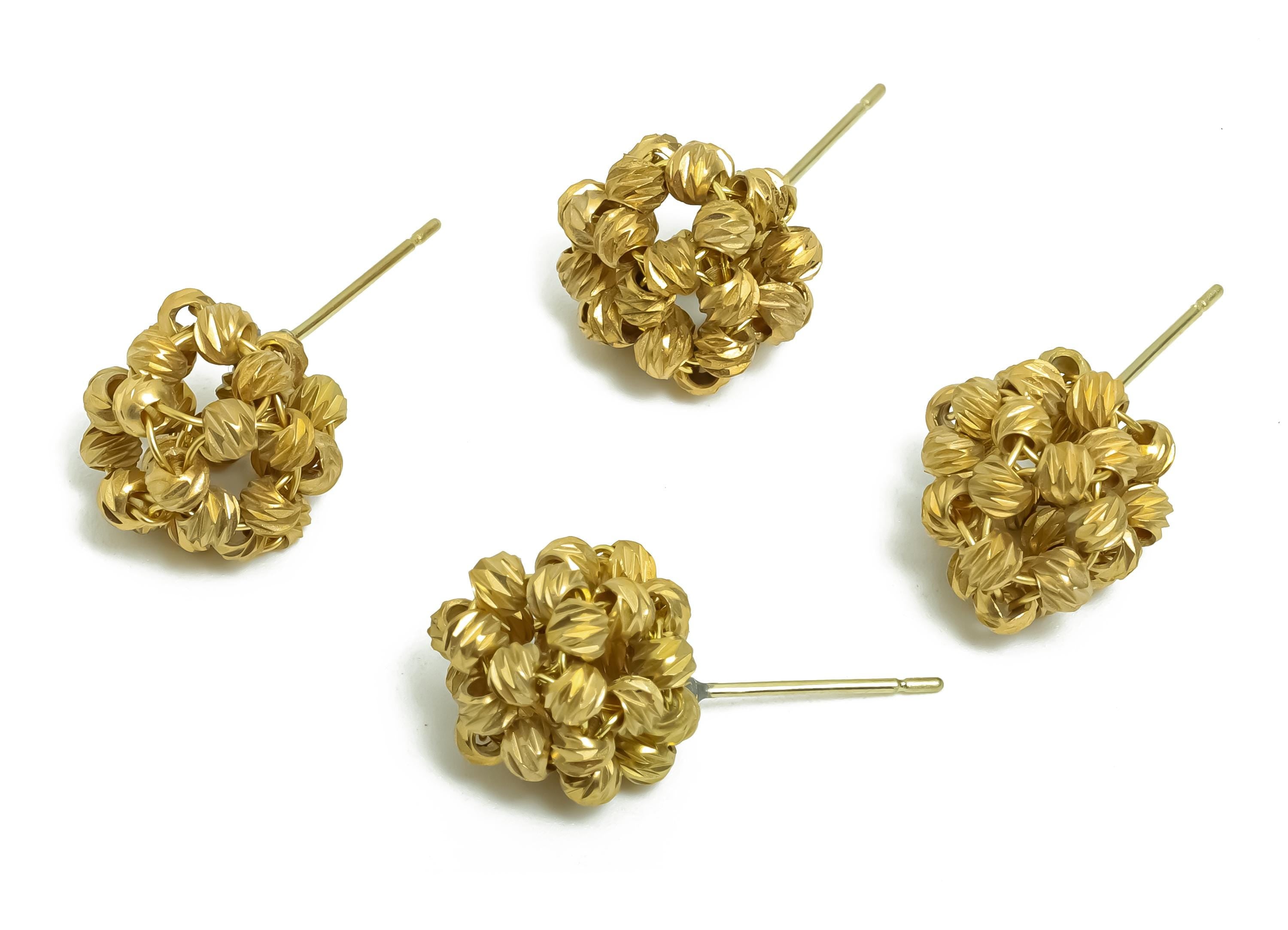 Brass Beaded Earring Post - Raw Brass Textured Cluster Earring - Braided Bead Stud Earring - Twist Bead Stud Earring - 41x31x2mm - PP11215 - DOMEDBAZAAR