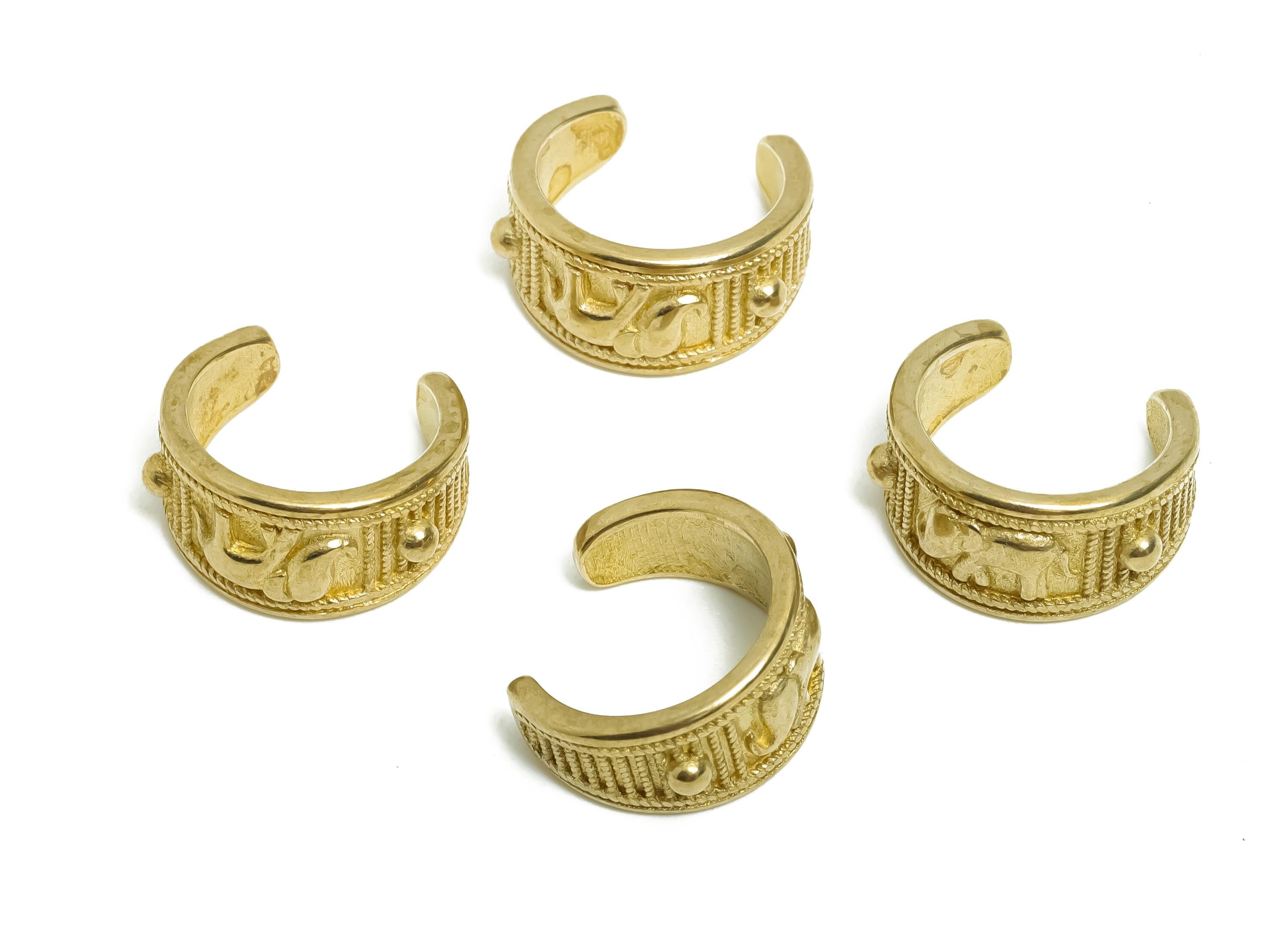 Raw Brass Textured Earring Cuff - Minimalist Adjustable Ear Cuff - Vintage Earring Findings - Jewelry Supplies - 13.3x12x7.25mm - PP11251 - DOMEDBAZAAR