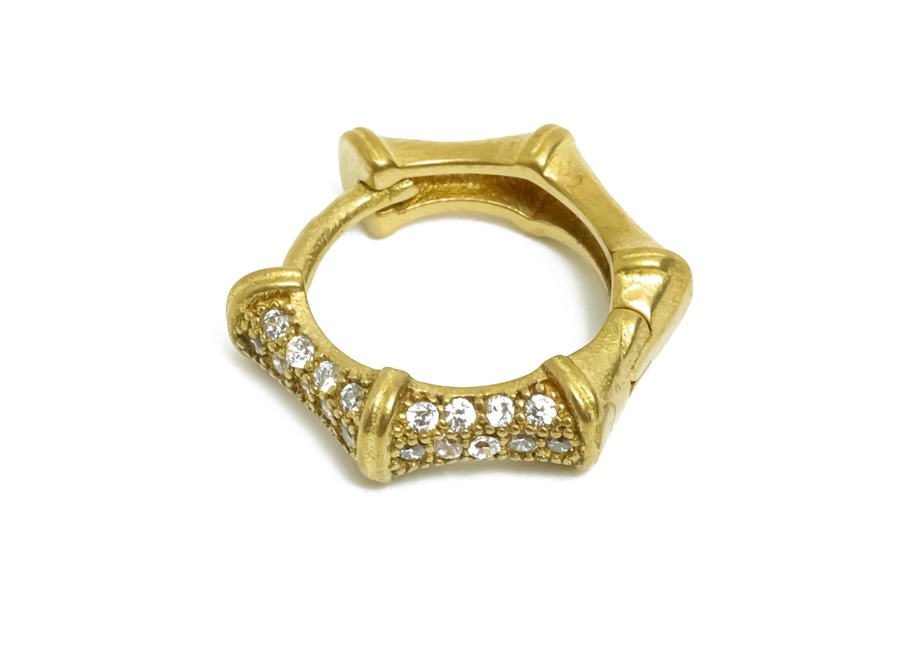 Brass CZ Huggie Hoop Earring - Raw Brass Geometric Zircon Earrings - Modern Huggie Hoop Clasp - Jewelry Supplies - 12.44x12x3.83mm - PP11337 - DOMEDBAZAAR