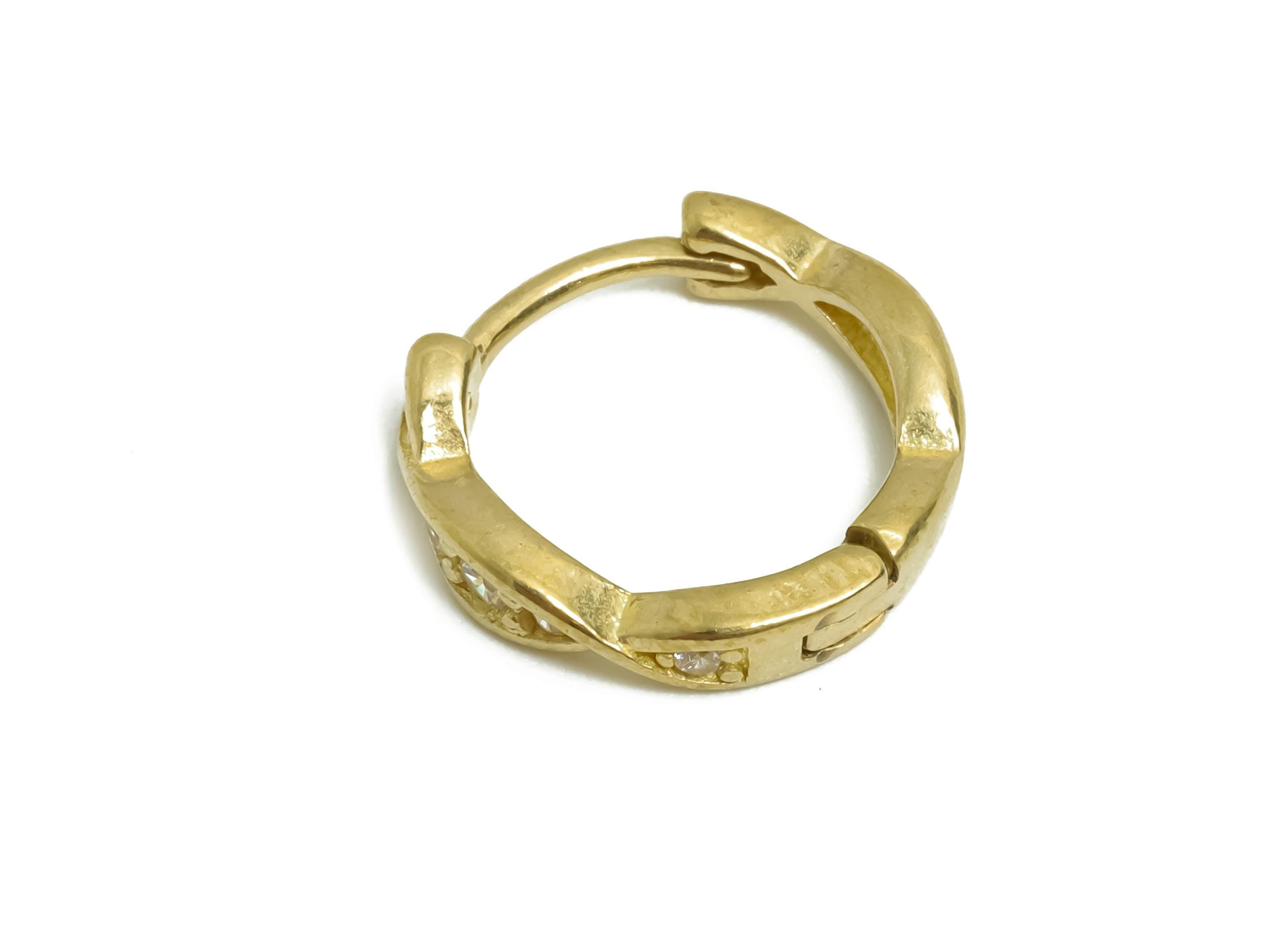 Brass CZ Huggie Hoop Earring - Statement Raw Brass Zircon Earring - Dainty Huggie Hoop Clasp - Jewelry Finding - 12.7x11.9x2.8mm - PP11315 - DOMEDBAZAAR