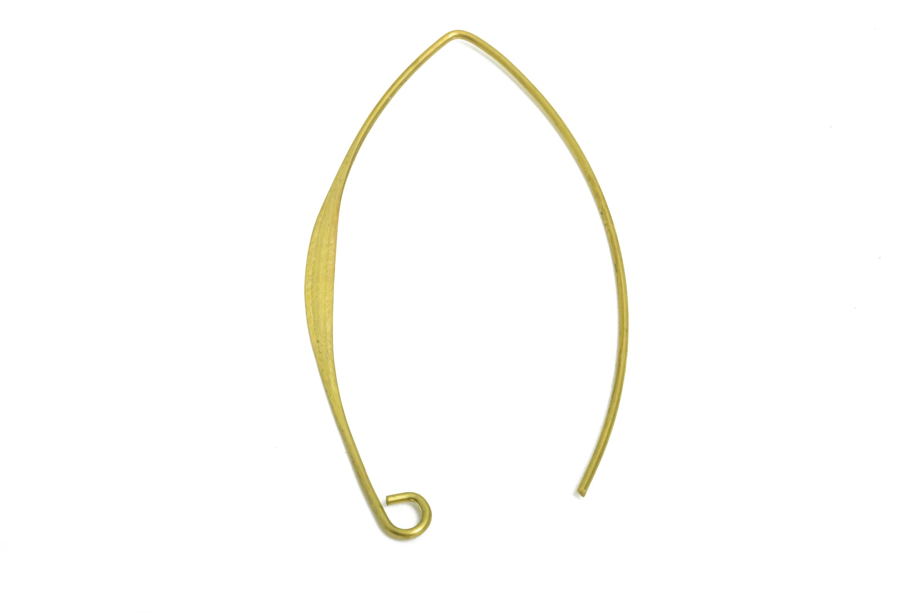 Brass Hammered Earring Wire - Raw Brass Marquise Hoop Earring Base - Lightweight Earring Connector - Hoop Earring Hook - 42x22x1mm -PP11390 - DOMEDBAZAAR