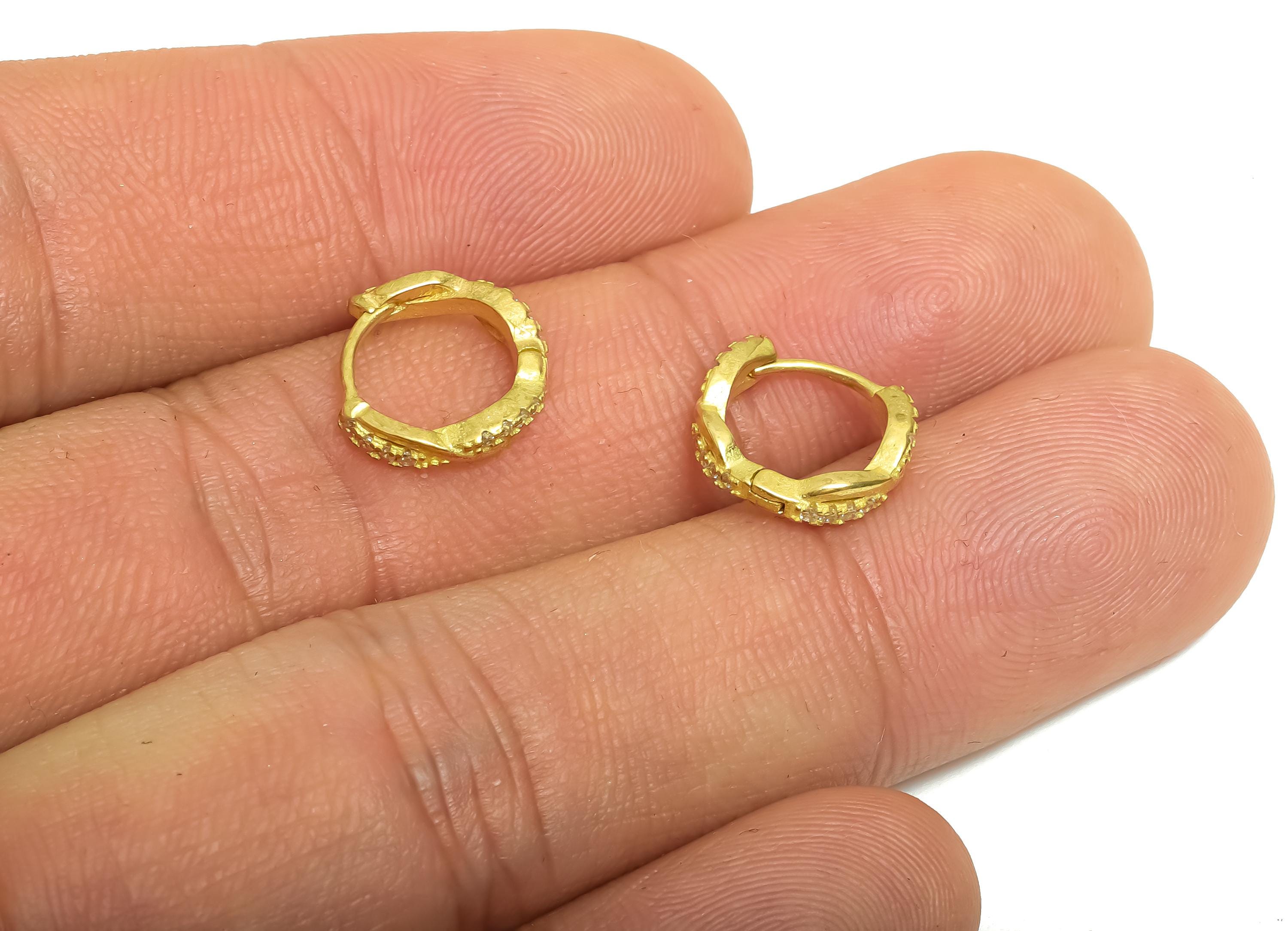 Brass CZ Cross Huggie Hoop Earring - Raw Brass Zircon Earrings - Classic Huggie Hoop Clasp - Jewelry Findings - 11.4x10.7x2.8mm - PP11355 - DOMEDBAZAAR