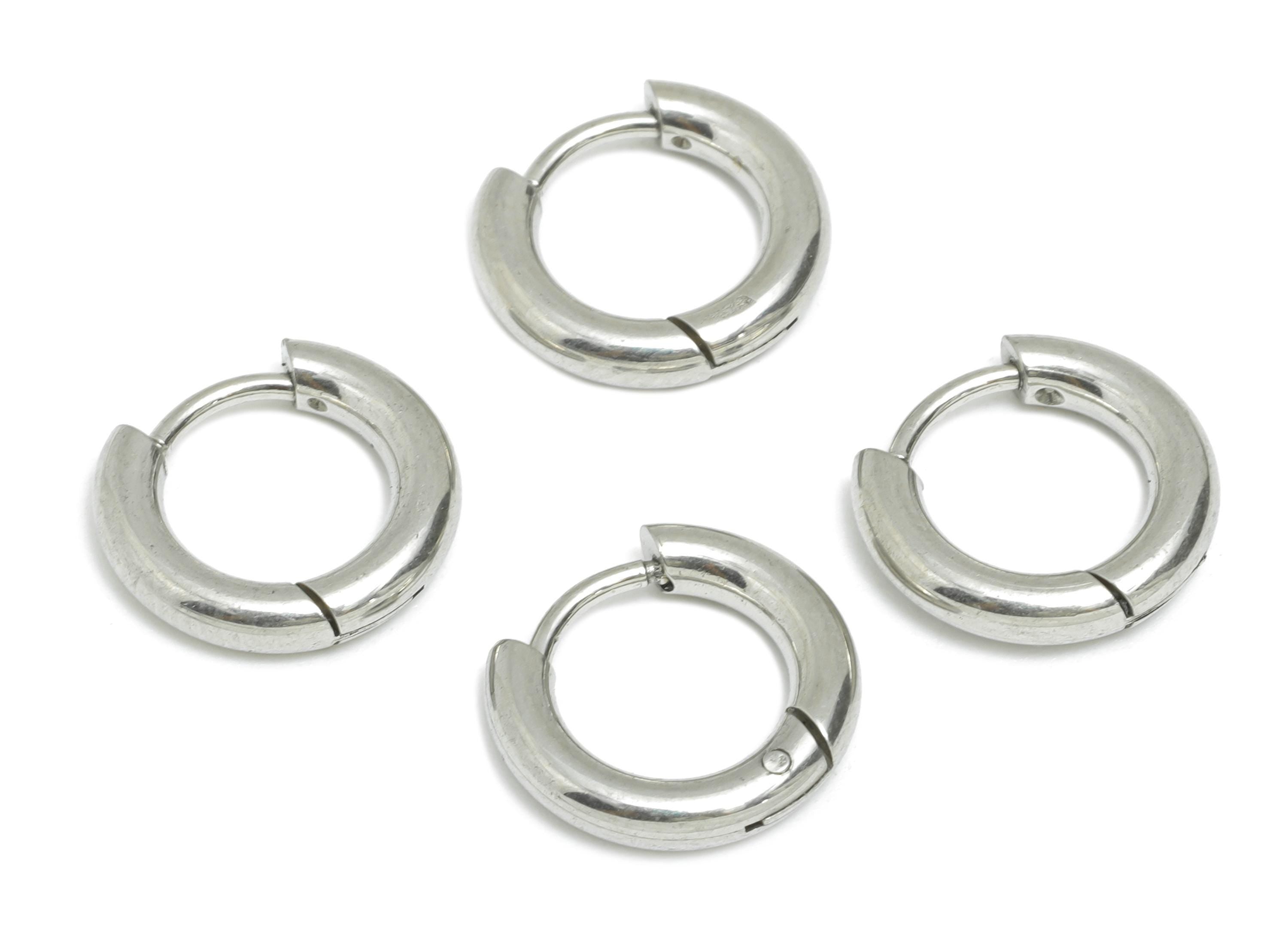 2.5*8mm Stainless Steel Hoop Earring - Minimalist Huggie Hoop Earring - Modern Clasp Hoop Earring - Everyday Wear - 13.17x13x2.5mm -SS1718-8 - DOMEDBAZAAR