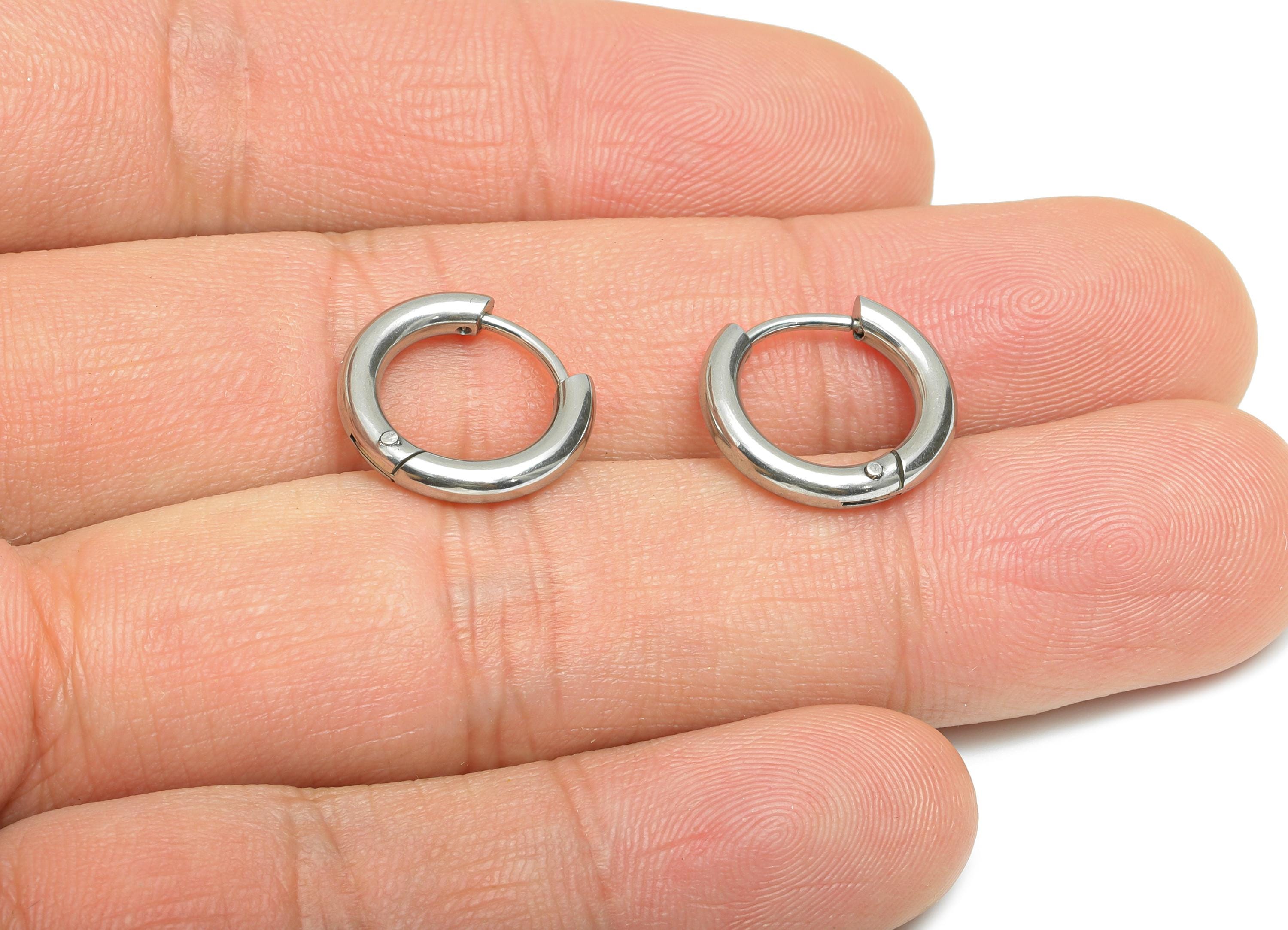 2.5*10mm Stainless Steel Hoop Earring - Minimalist Huggie Hoop Earring - Modern Clasp Hoop Earring - Everyday Wear - 15x15x2.5mm - SS1718-10 - DOMEDBAZAAR
