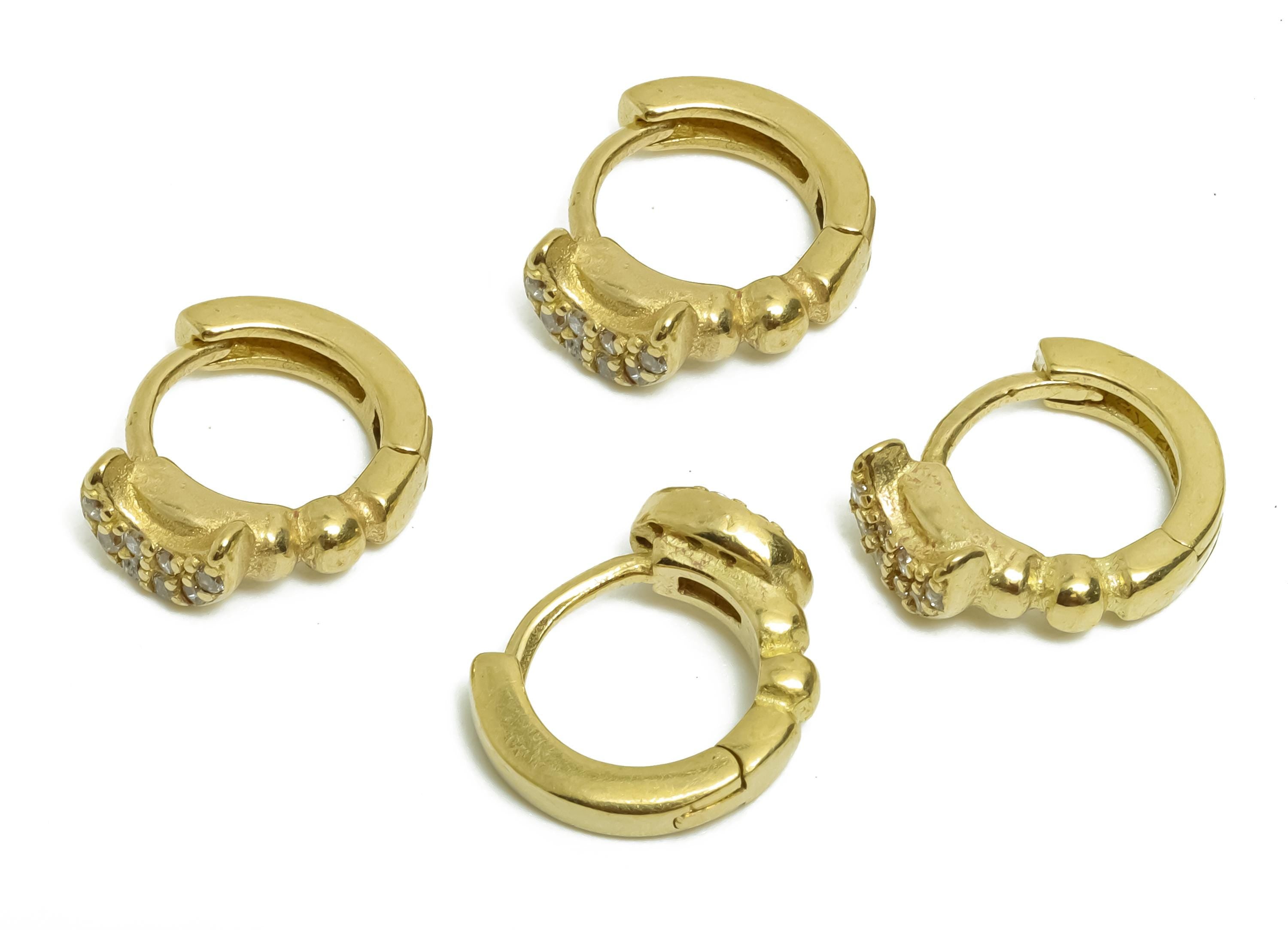 Brass CZ Huggie Hoop Earring - Raw Brass Celestial Crescent Earring - Zircon Huggie Hoop Clasp - Jewelry Finding - 10.9x9.12x3.8mm - PP11332 - DOMEDBAZAAR