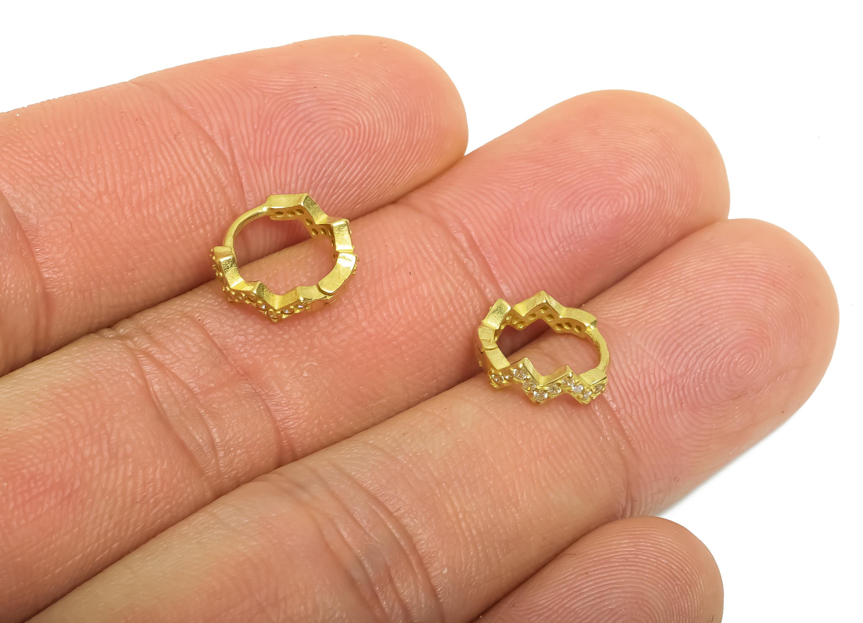 Brass CZ Huggie Hoop Earring - Raw Brass Wave Zircon Earrings - Classic Huggie Hoop Clasps - Jewelry Finding - 11.14x10x3.3mm - PP11320 - DOMEDBAZAAR