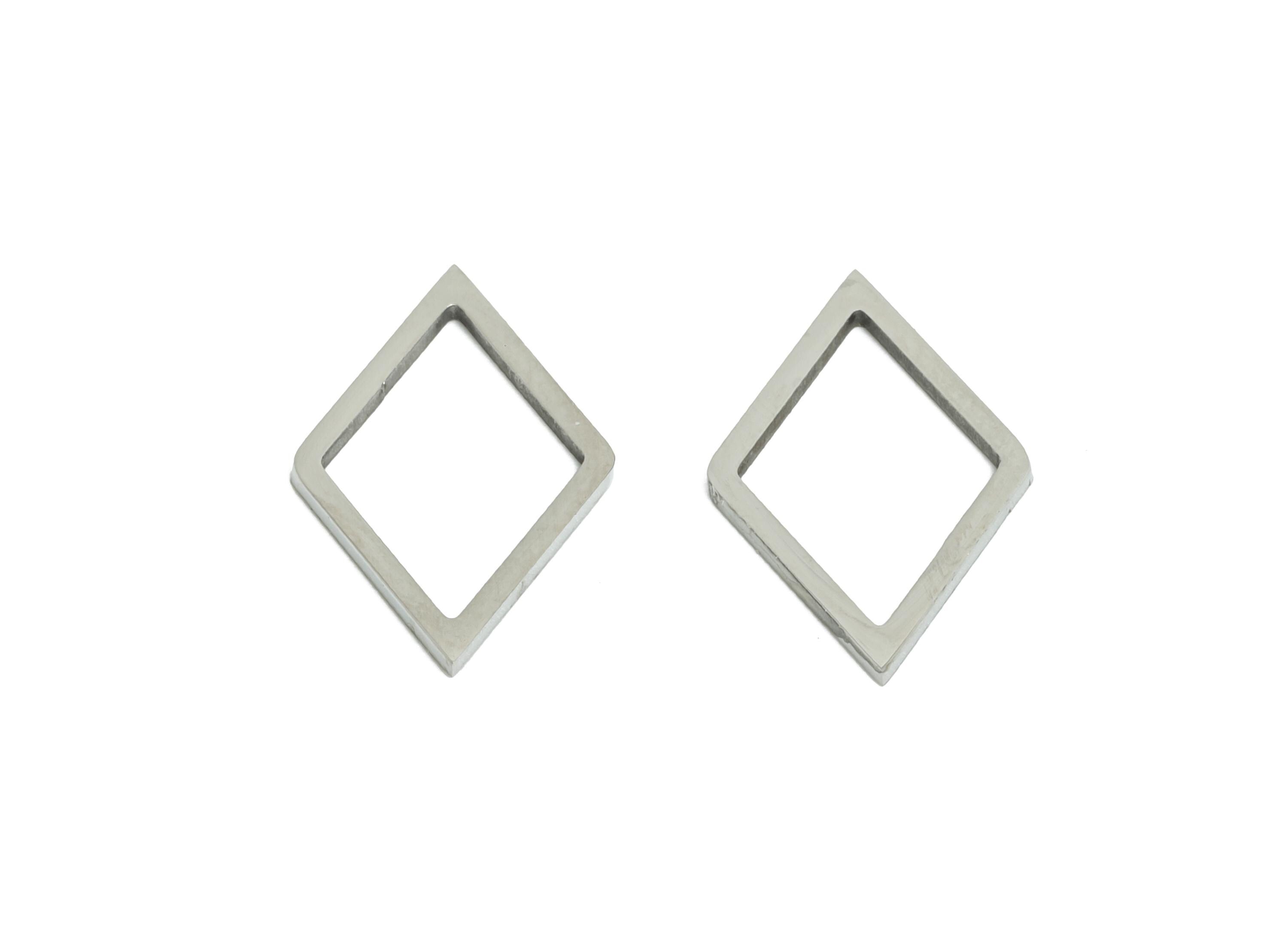 Stainless Steel Diamond Ring Earring Charm - Geometric Jewelry Connector for DIY Making - Hollow Metal DIY Jewelry - 15.73x10x0.8mm - SS2706 - DOMEDBAZAAR