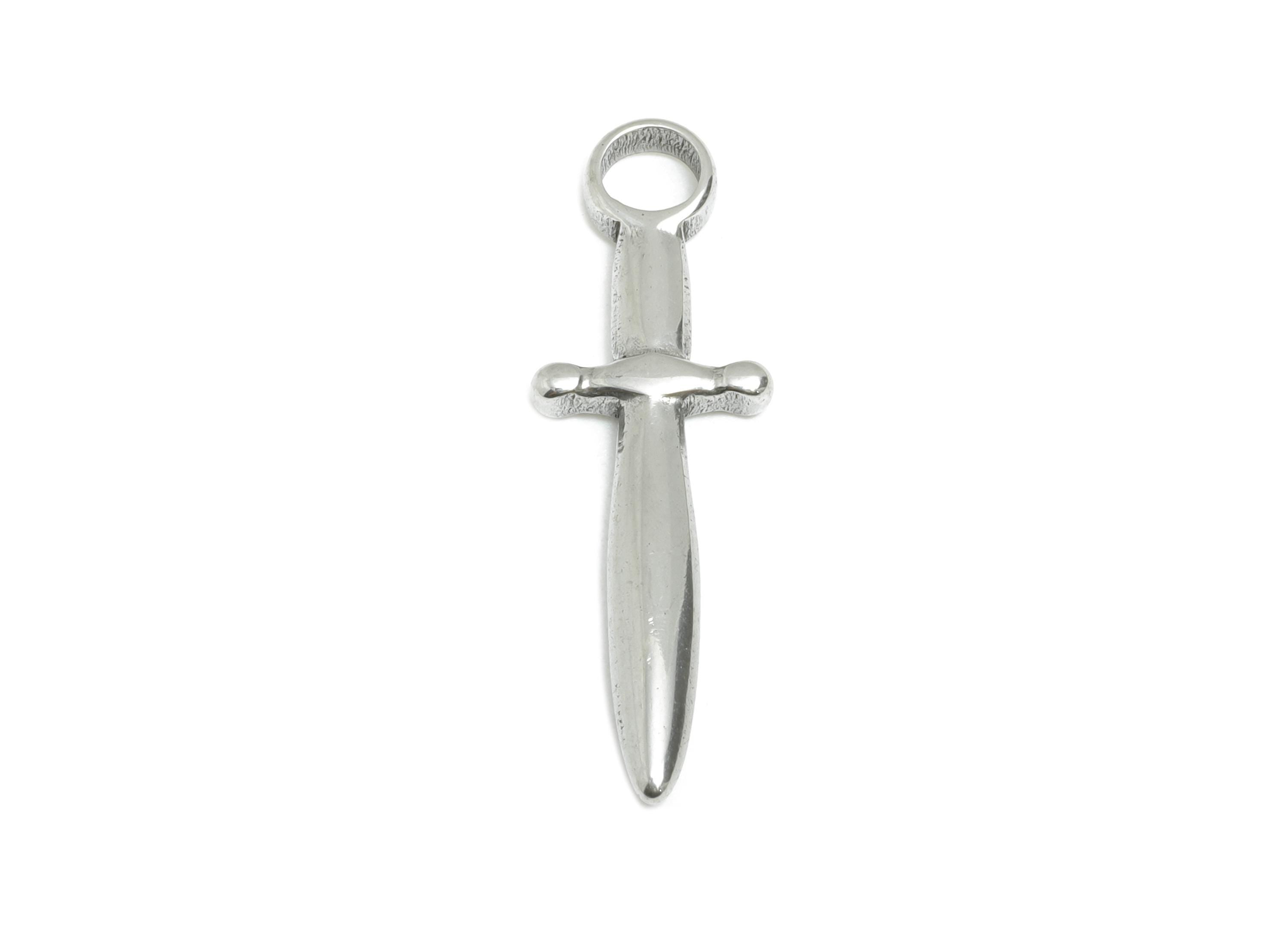 Steel Mini Sword Pendant - Knight Blade Pendant - Stainless Steel Sword Charm - Medieval Dagger Necklace - Sword Charm - 27x8x2.2mm - SS2129 - DOMEDBAZAAR