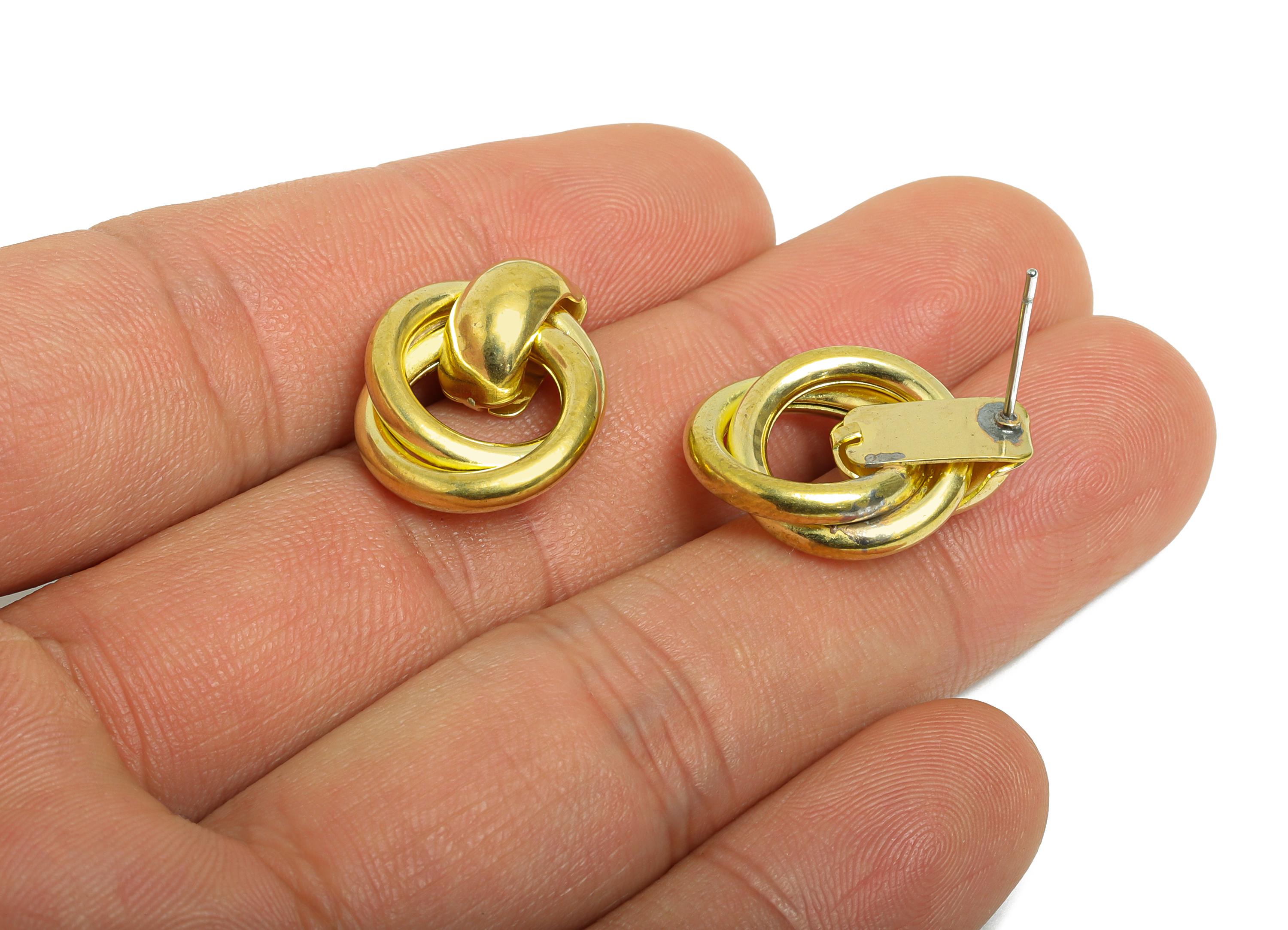 Brass Chunky Knot Earring Stud - Raw Brass Geometric Interlocking Earring Post - Brass Glossy Rectangle Hoop Earring Stud - 7x5x1mm -PP11393 - DOMEDBAZAAR