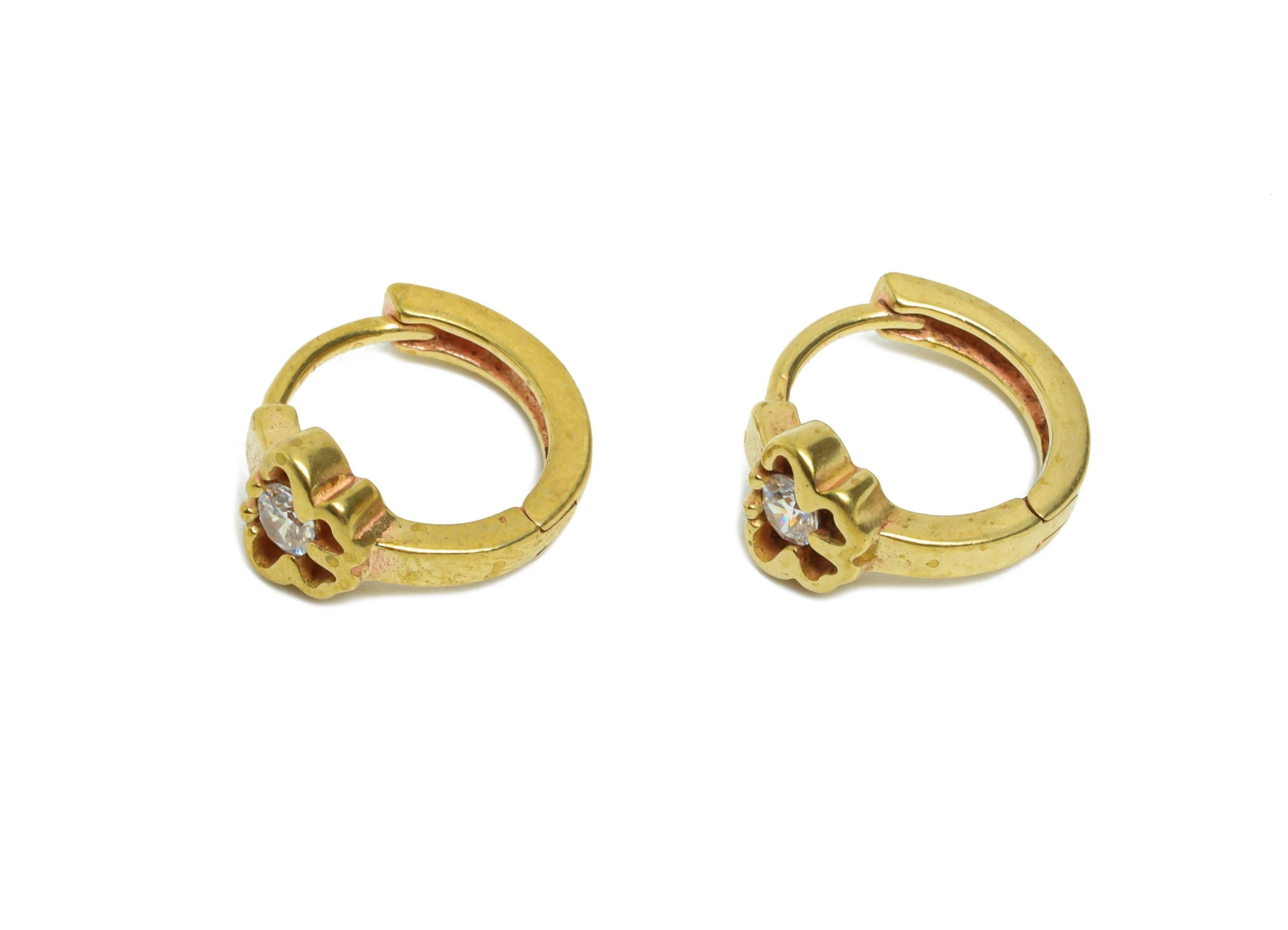 Brass CZ Huggie Hoop Earring - Raw Brass Butterfly Zircon Earring - Refined Huggie Hoop Clasp - Earring Finding - 13.4x11.9x6.77mm - PP11273 - DOMEDBAZAAR