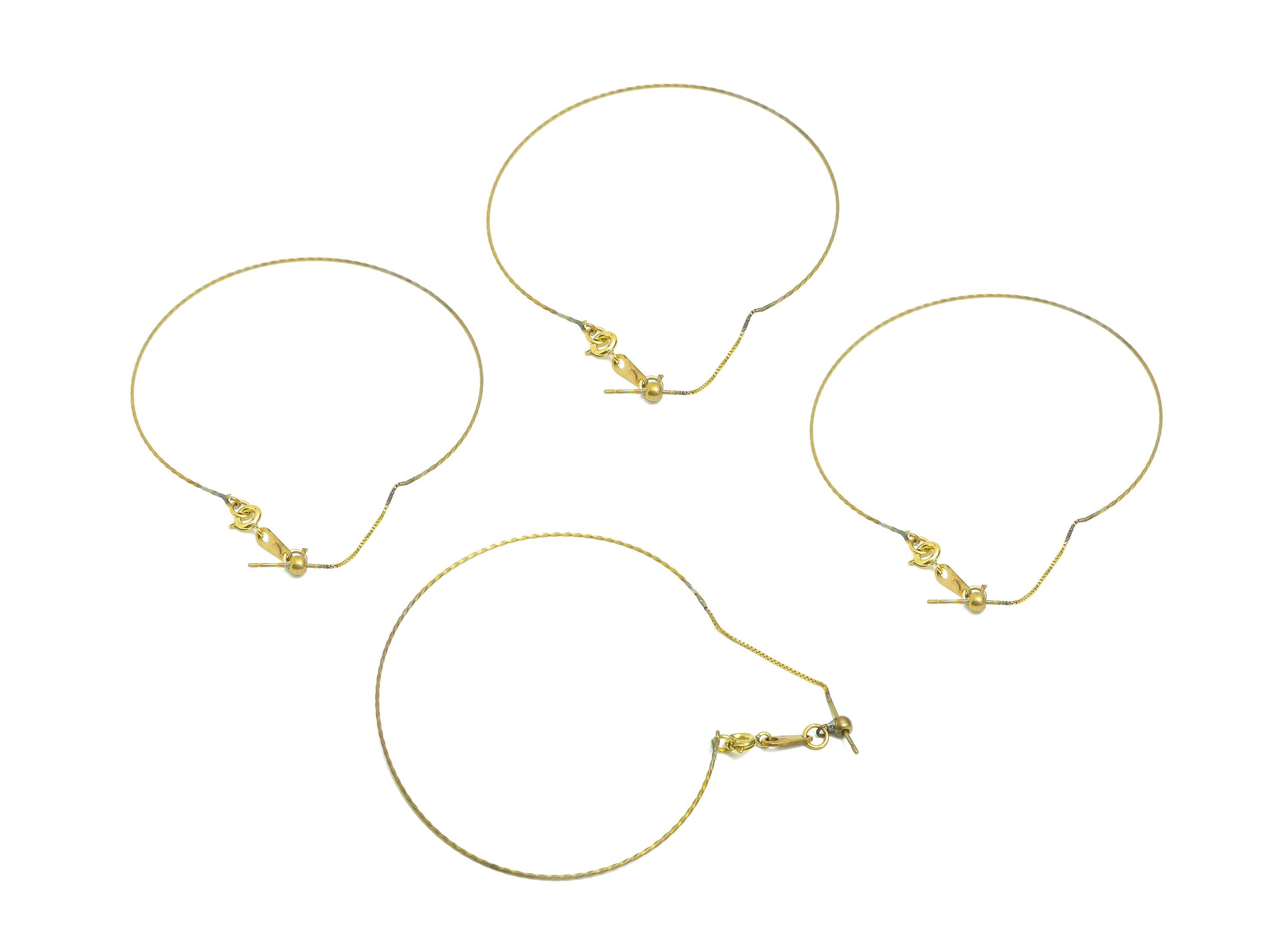 Brass Customizable Bracelet Base - Raw Brass 0.8mm Diameter Wire - Rubber Stopper - Adjustable Bracelet For Beading - 63x58x0.7mm - PP11372 - DOMEDBAZAAR