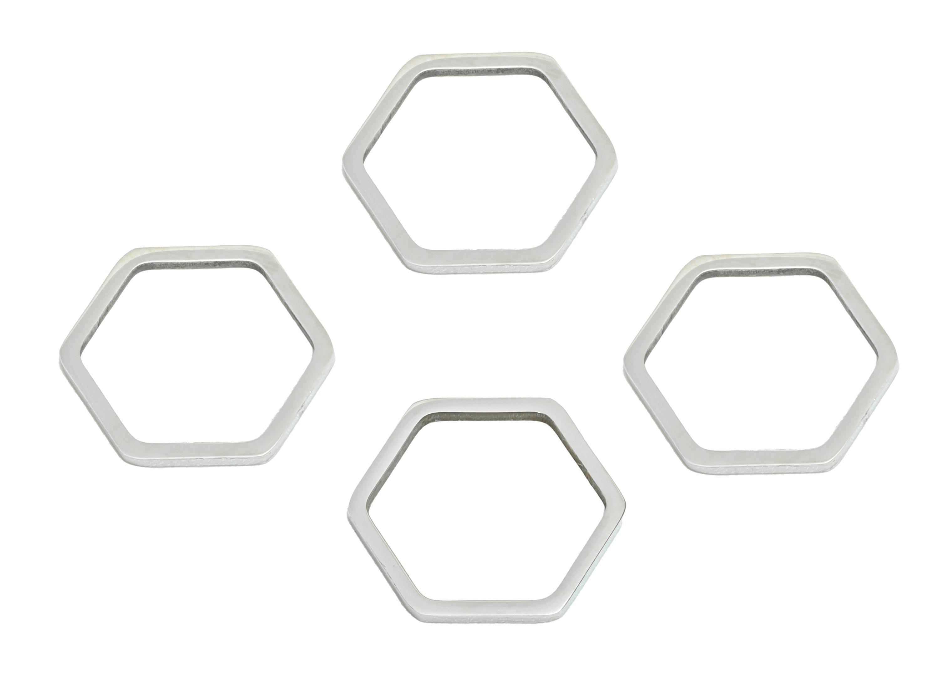 13mm Steel Hexagon Ring Earring Charm - Geometric Jewelry Connector for DIY Making - Lightweight Hollow Hexagon Charm - 13x11.8x0.9mm-SS2683 - DOMEDBAZAAR