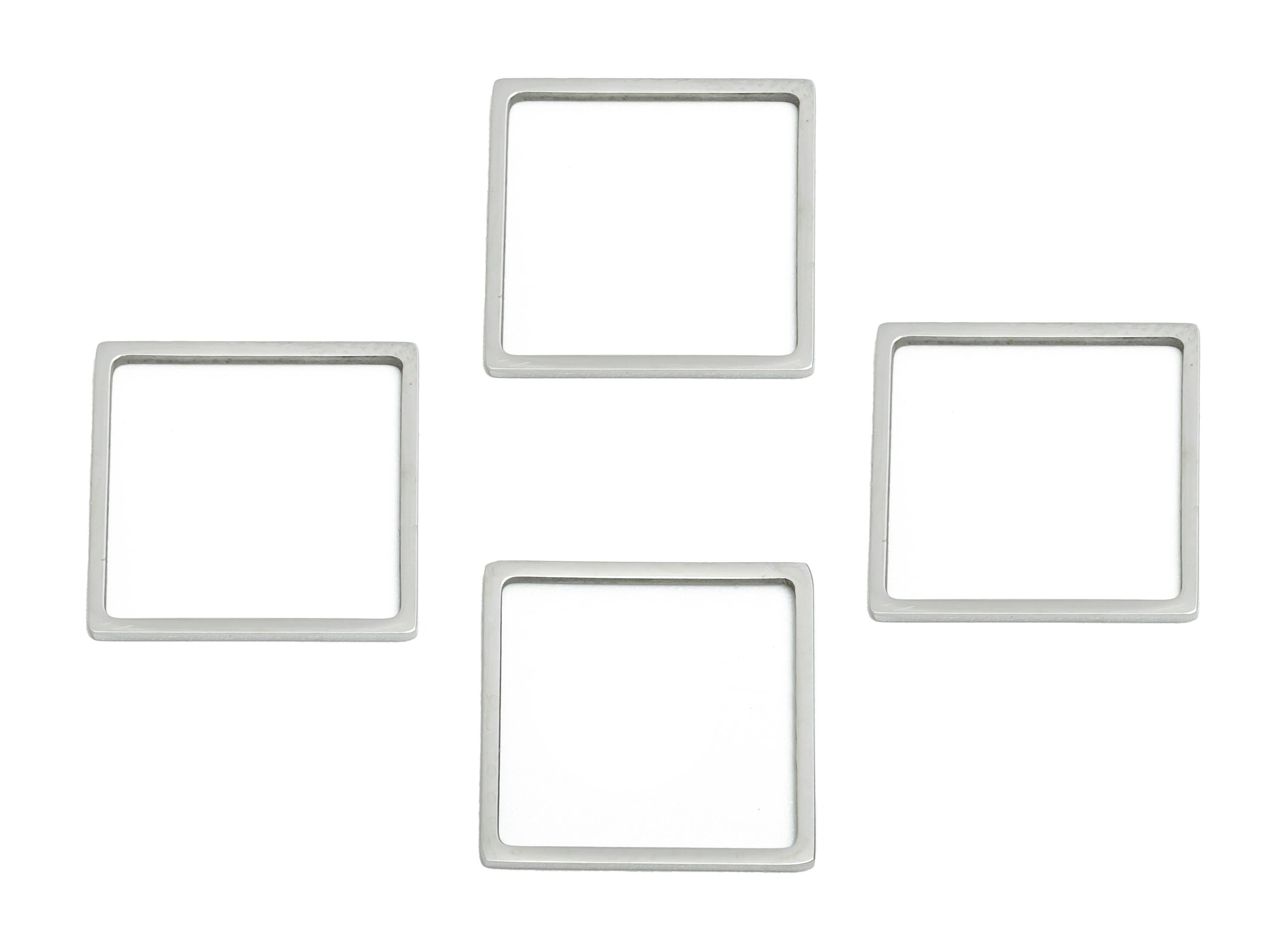 15mm Steel Square Ring Earring Charm - Geometric Jewelry Connector for DIY Making - Lightweight Hollow Square Charm - 15.8x15.8x0.9mm-SS2676 - DOMEDBAZAAR