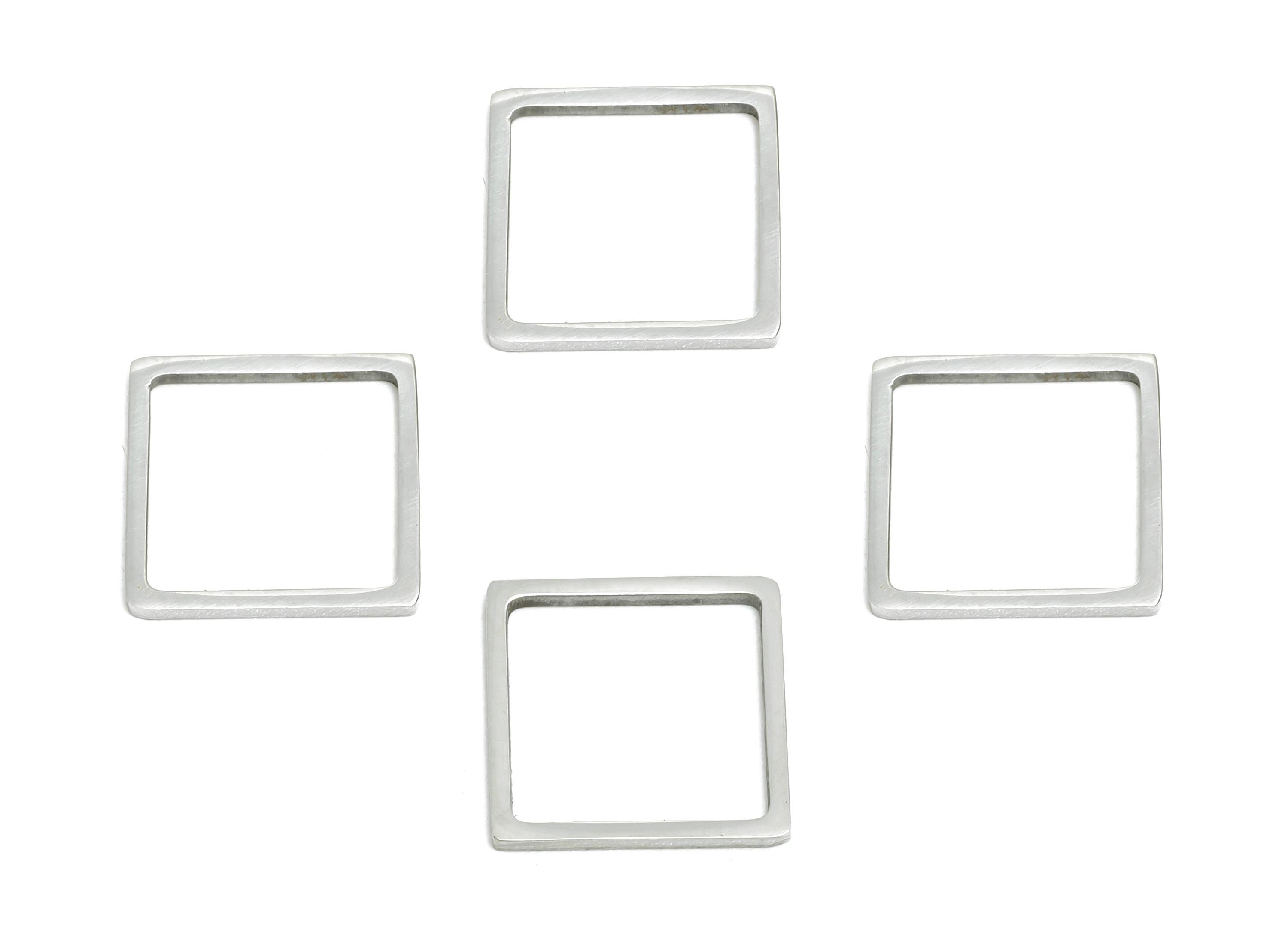 11mm Steel Square Ring Earring Charm - Geometric Jewelry Connector for DIY Making - Lightweight Hollow Square Charm - 11.8x11.8x0.9mm-SS2677 - DOMEDBAZAAR