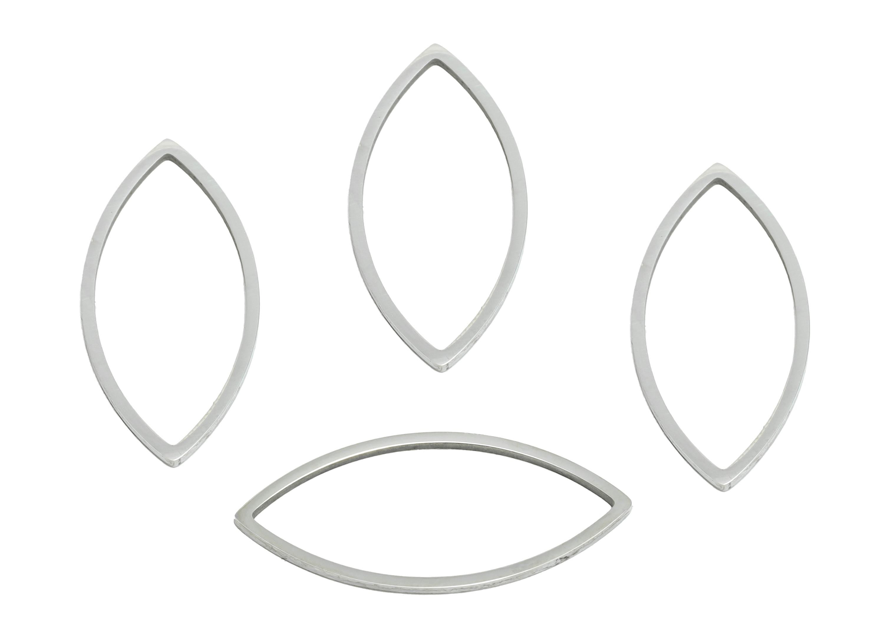 25mm Steel Marquise Ring Earring Charm - Geometric Jewelry Connector for DIY Making - Hollow Metal DIY Jewelry - 25.7x11.78x0.8mm - SS2694 - DOMEDBAZAAR