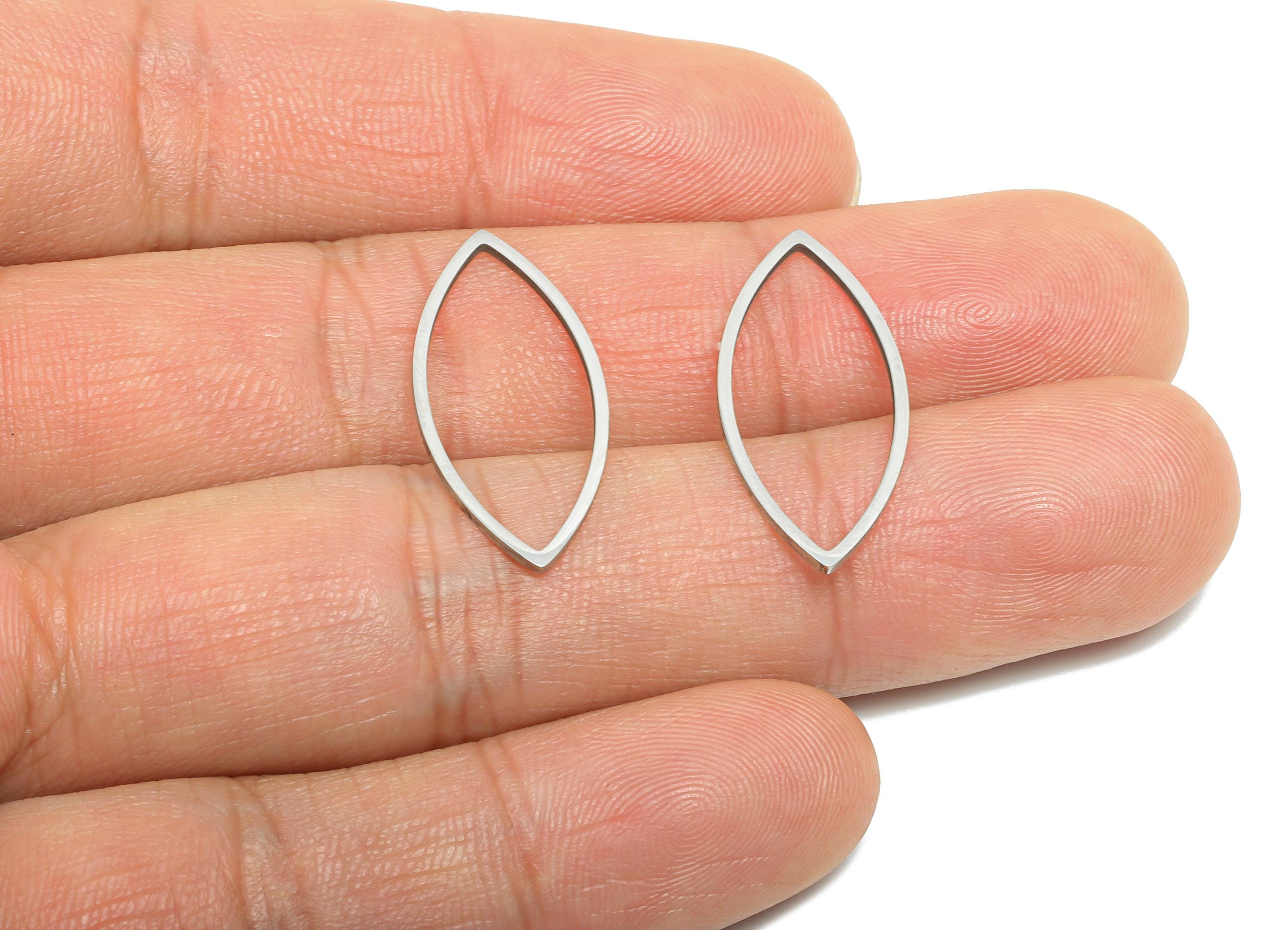 25mm Steel Marquise Ring Earring Charm - Geometric Jewelry Connector for DIY Making - Hollow Metal DIY Jewelry - 25.7x11.78x0.8mm - SS2694 - DOMEDBAZAAR