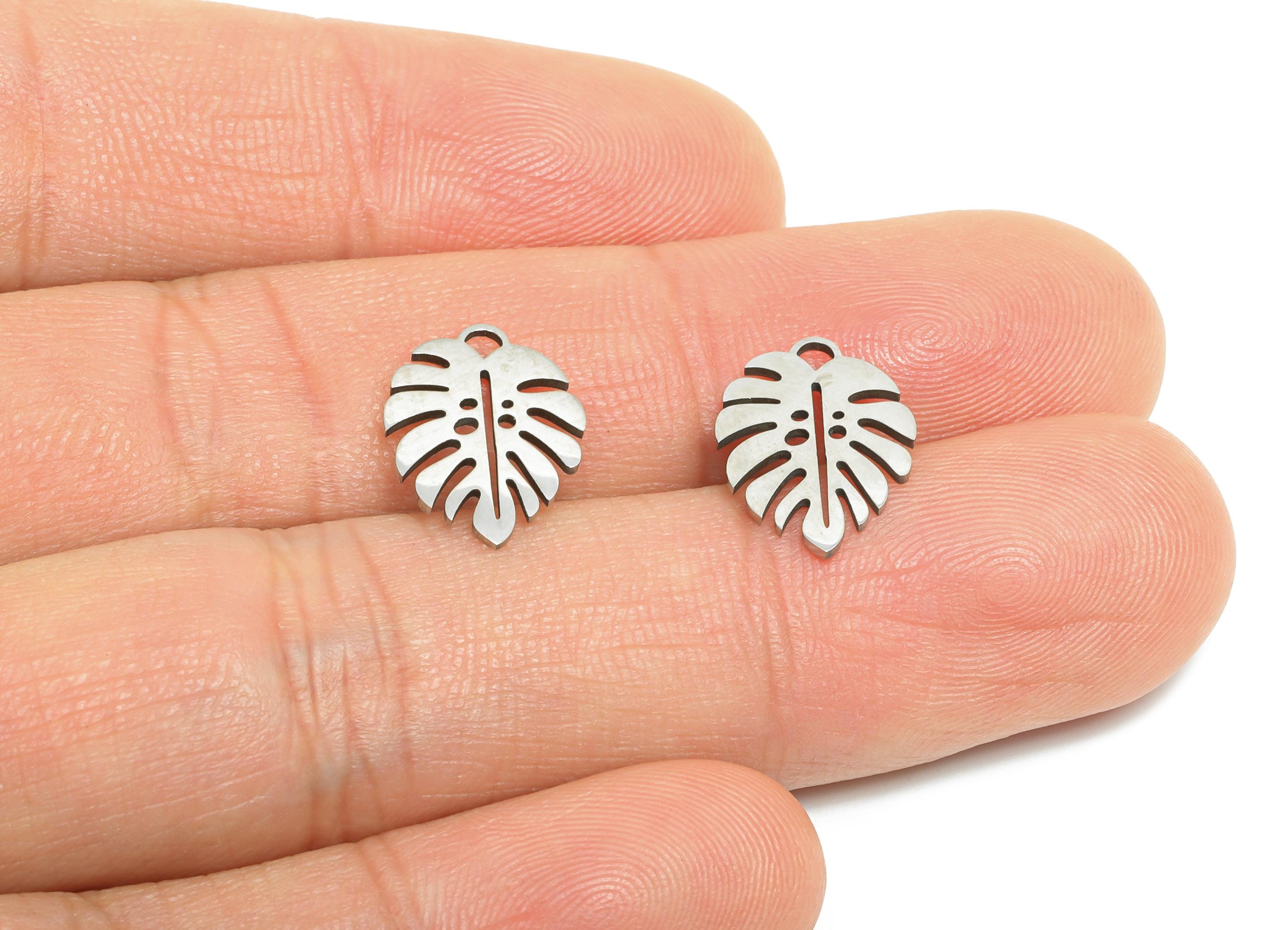Monstera Leaf Pendant - Steel Tropical Leaf Jewelry - Botanical Jewelry Supply - Steel Boho Charm - Nature Jewelry - 14x10x0.98mm - SS2650 - DOMEDBAZAAR