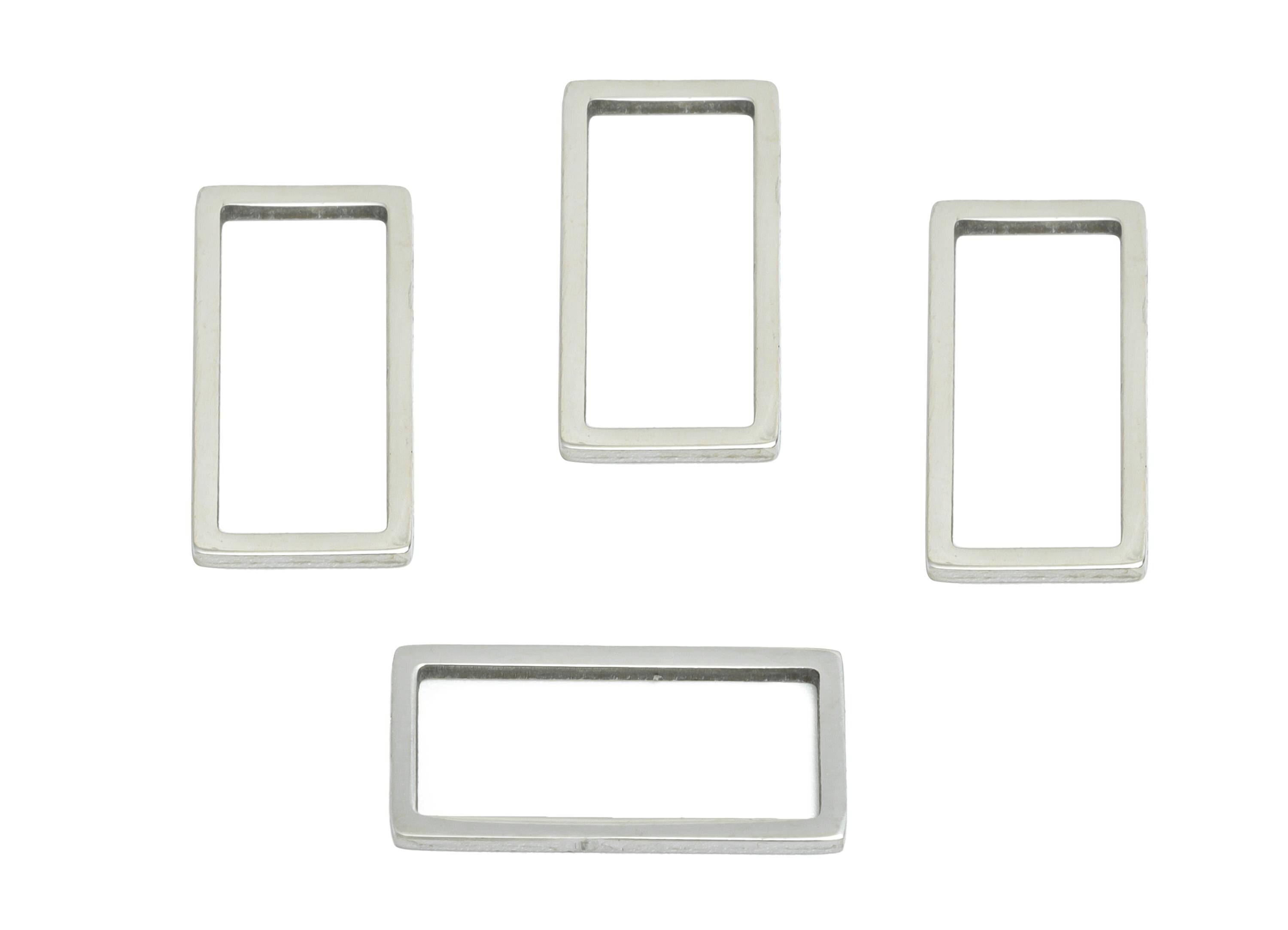 14mm Steel Rectangle Ring Earring Charm - Geometric Jewelry Connector for DIY Making - Hollow Metal DIY Jewelry - 14.8x7.36x0.8mm - SS2687 - DOMEDBAZAAR