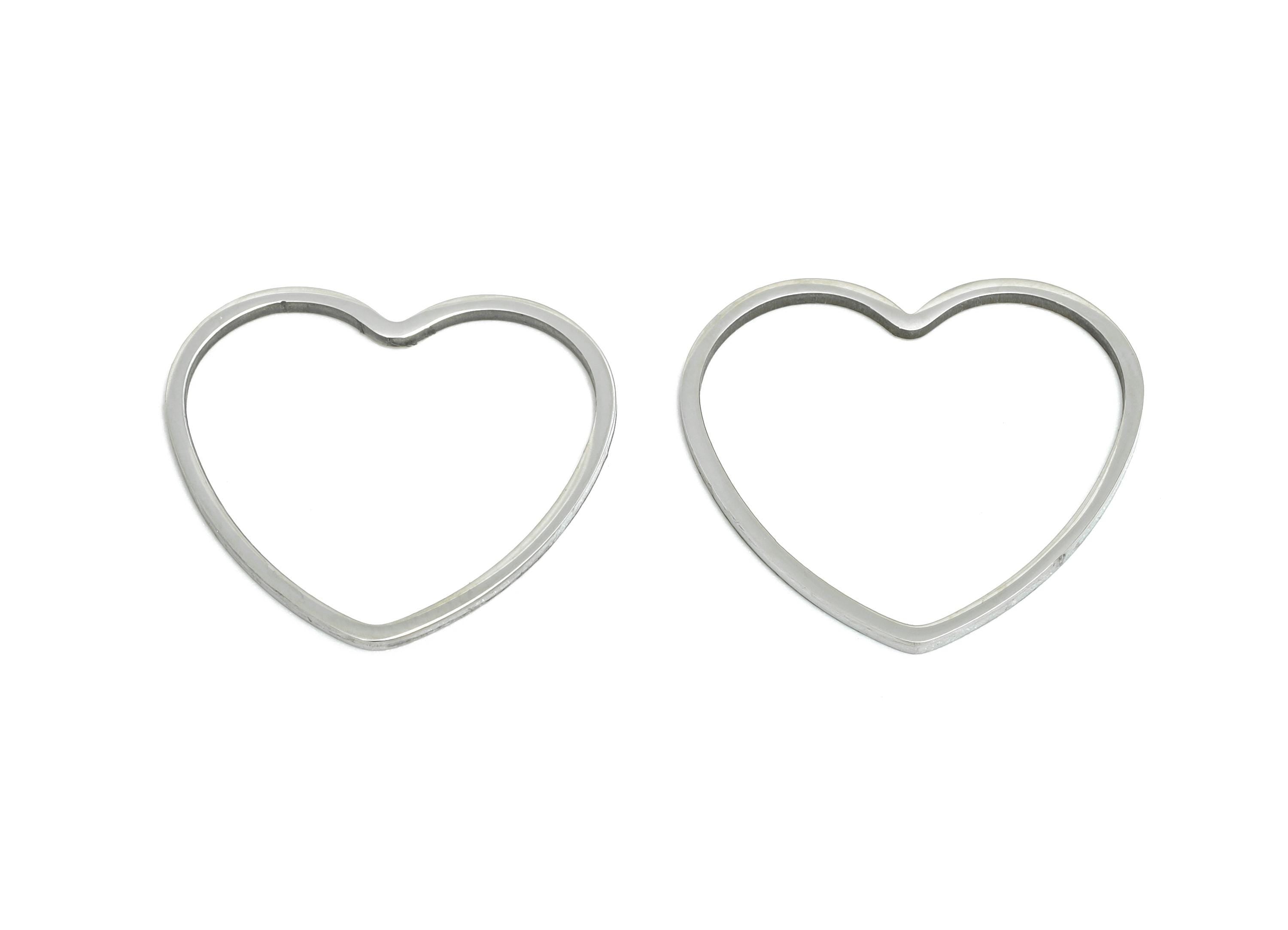 19mm Steel Heart Ring Earring Charms - Geometric Jewelry Connector for DIY Making - Hollow Metal DIY Jewelry - 19.7x17.7x0.8mm - SS2691 - DOMEDBAZAAR