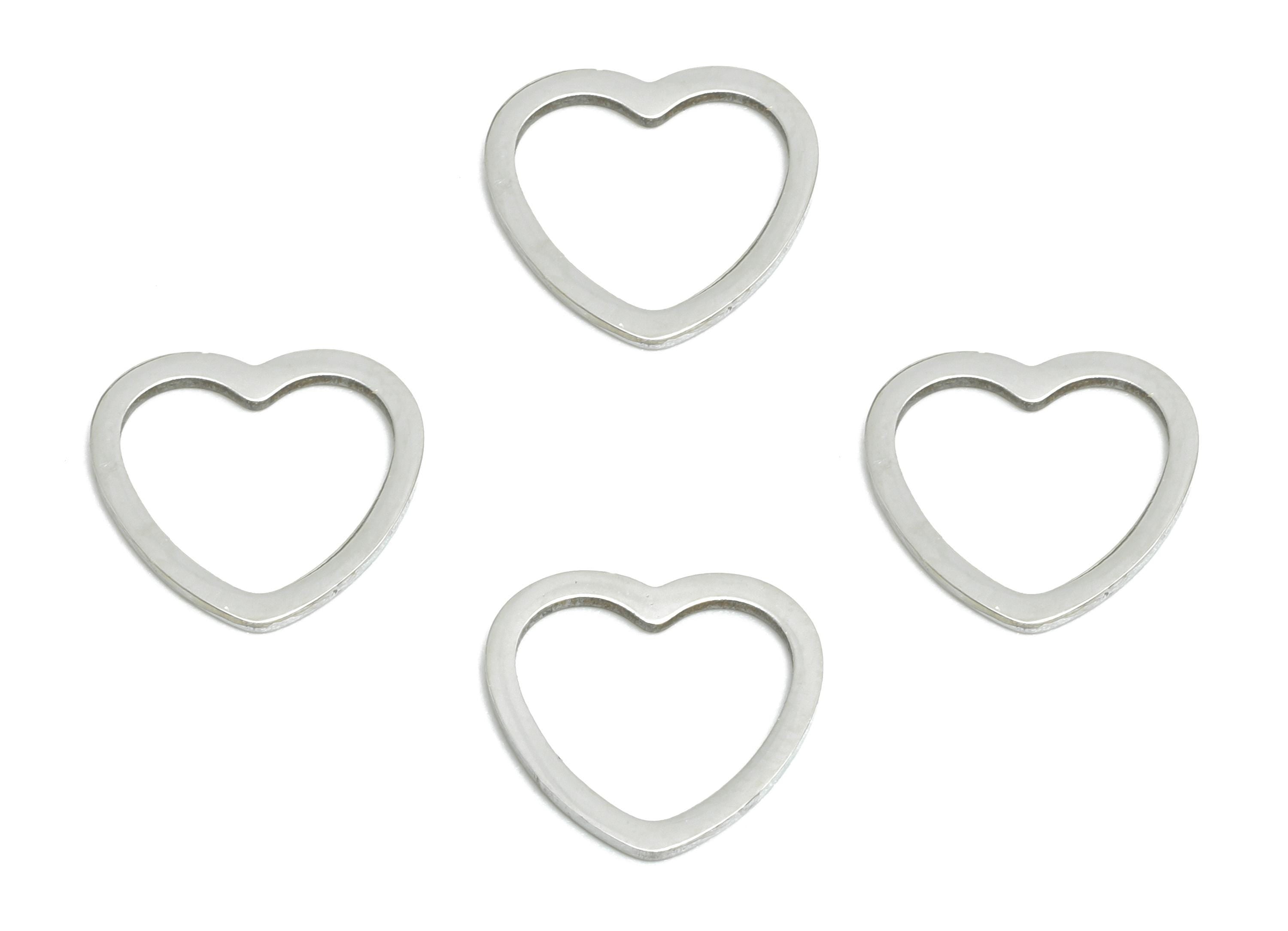 12mm Steel Heart Ring Earring Charms - Geometric Jewelry Connector for DIY Making - Hollow Metal DIY Jewelry - 11.9x10.8x0.8mm - SS2693 - DOMEDBAZAAR