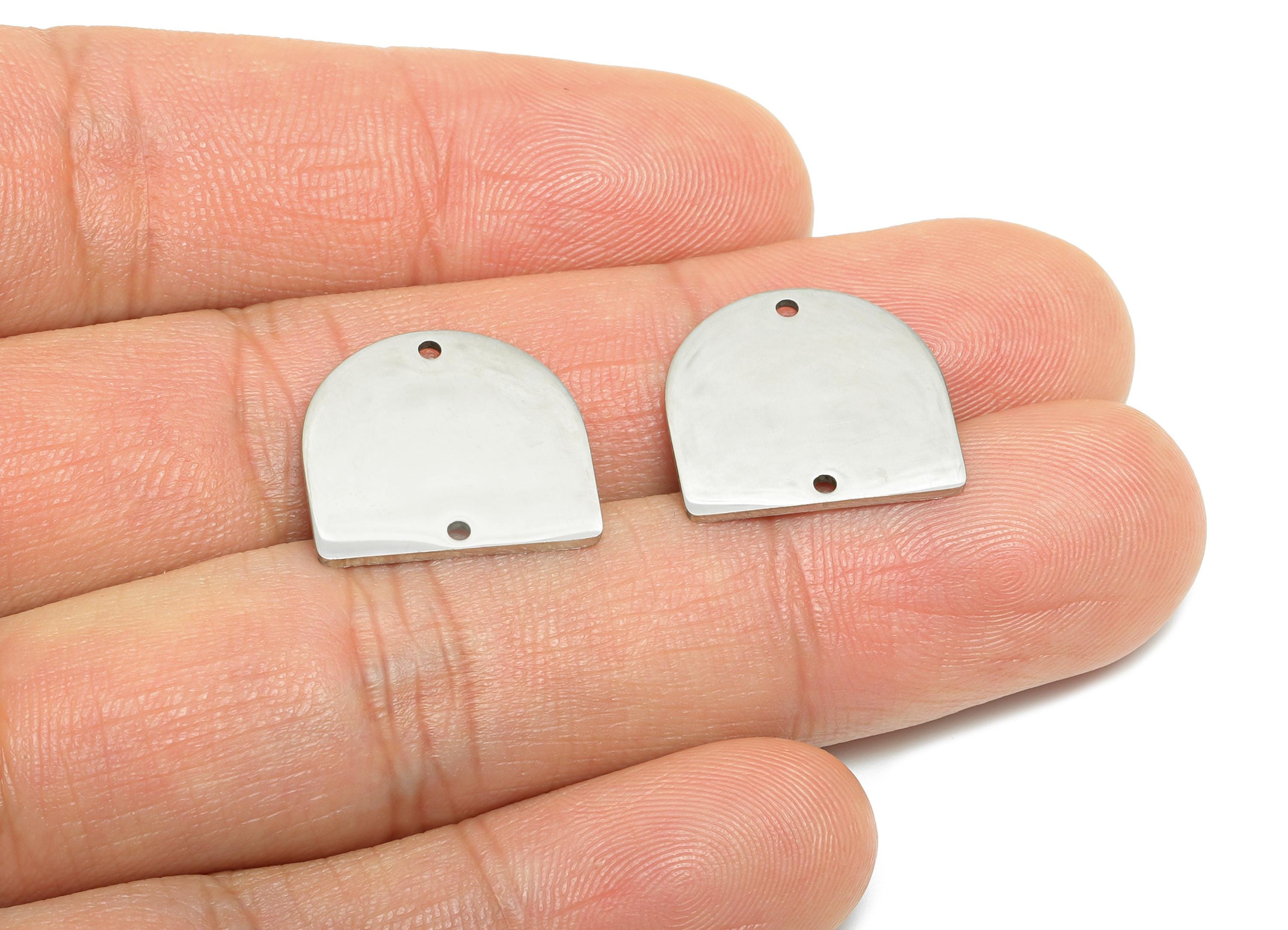 Steel Domed Connector - Stainless Steel Geometry Jewelry - Modern Geometric Pendant - Minimalist DIY Jewelry Supplies - 17x16x0.98mm -SS2656 - DOMEDBAZAAR