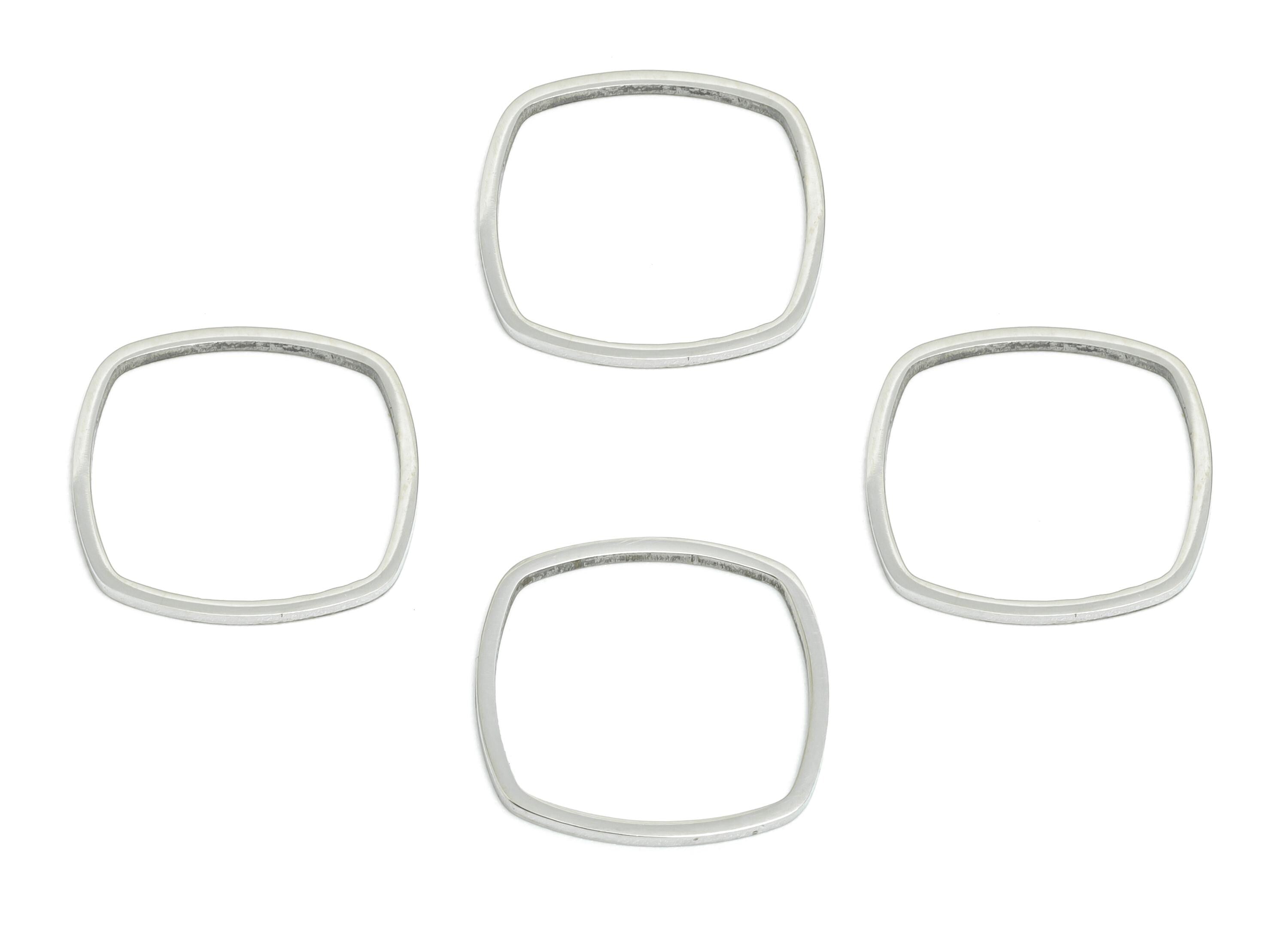 15mm Steel Square Ring Earring Charm - Geometric Jewelry Connector for DIY Making - Hollow Square Jewelry Charm - 15.7x15.7x0.9mm - SS2664
