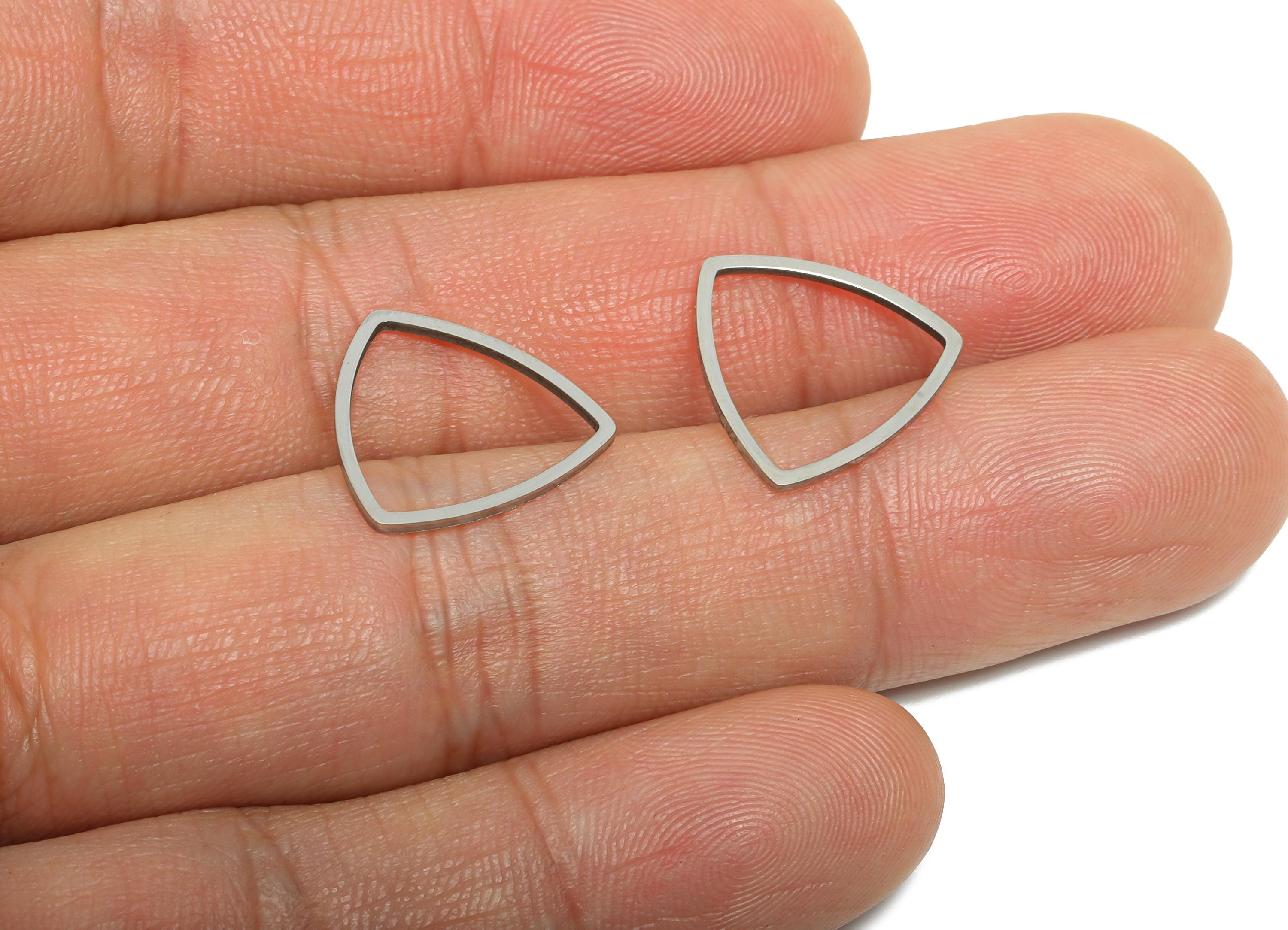 15mm Steel Triangle Ring Earring Charms - Geometric Jewelry Connector for DIY Making - Hollow Metal DIY Jewelry - 15.37x15.13x0.9mm - SS2672 - DOMEDBAZAAR