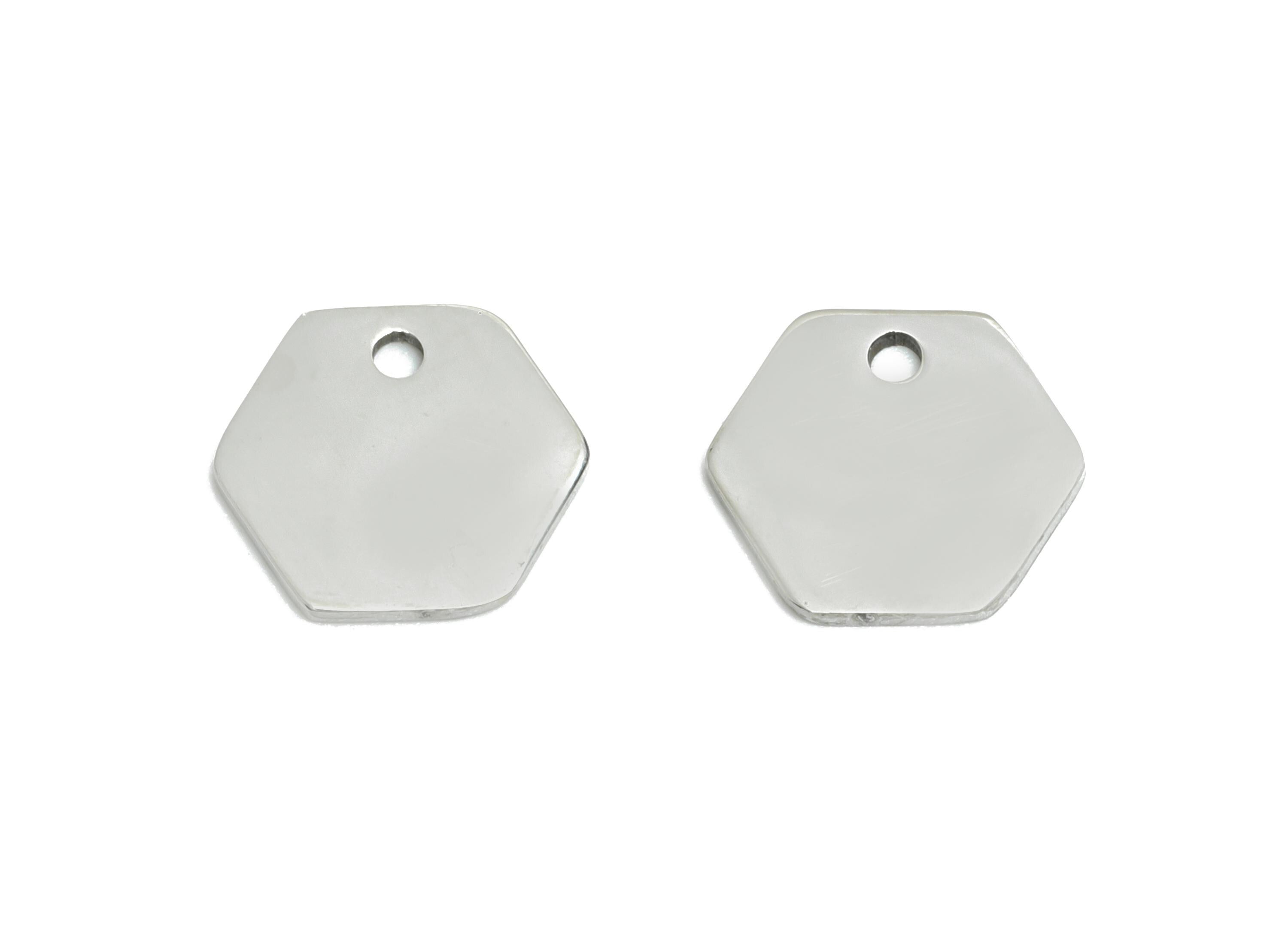 Steel Hexagon Charm - Stainless Steel Geometric Jewelry - Metal Hexagon Jewelry Charm - DIY Bracelet Making Supplies -10.9x9.9x0.9mm -SS2684 - DOMEDBAZAAR