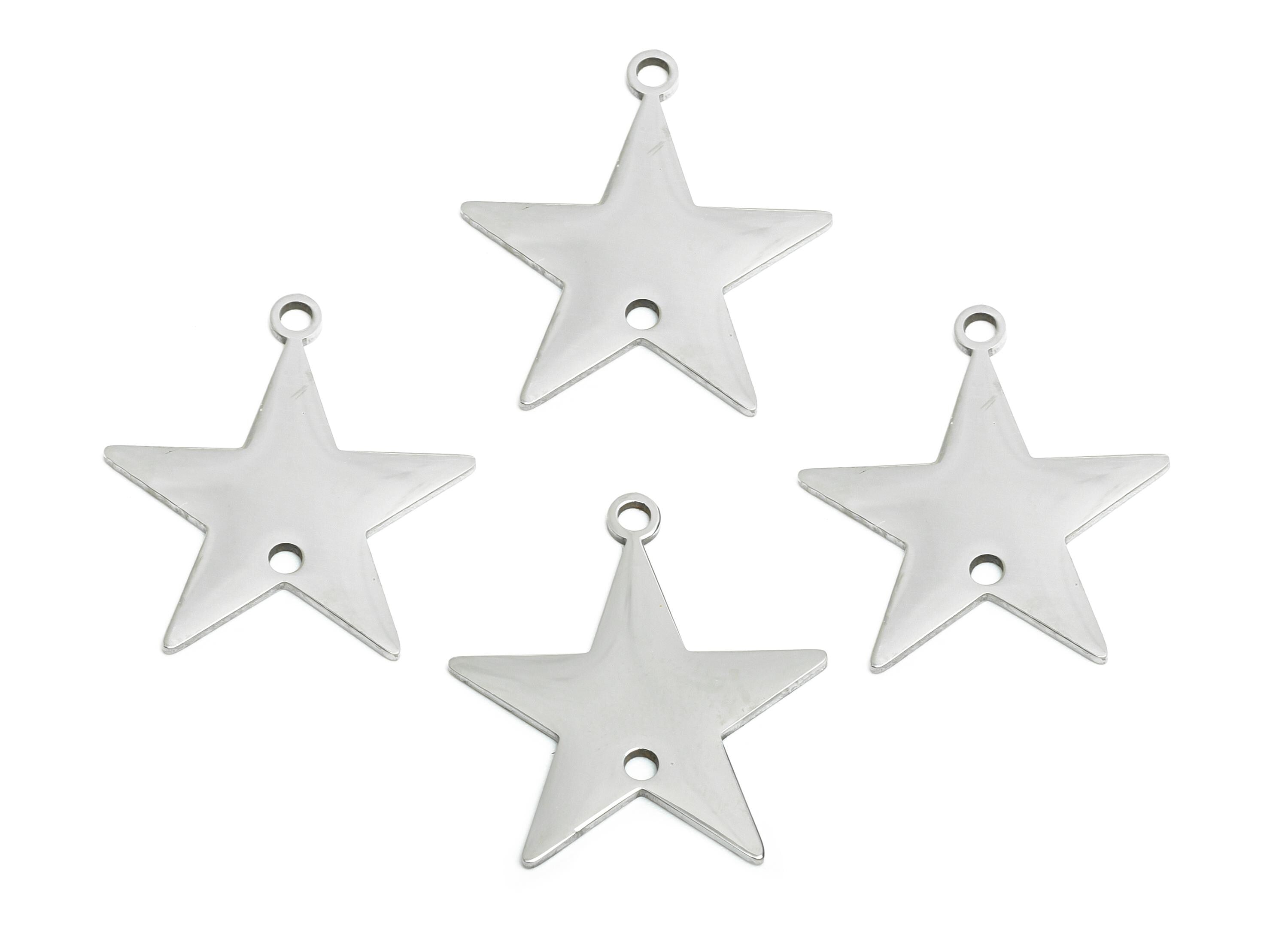 Stainless Steel Star Charm - Celestial Star Pendant - Five-Pointed Star Necklace Charm - Magical Star Jewelry Making - 21x19x0.98mm - SS2638 - DOMEDBAZAAR