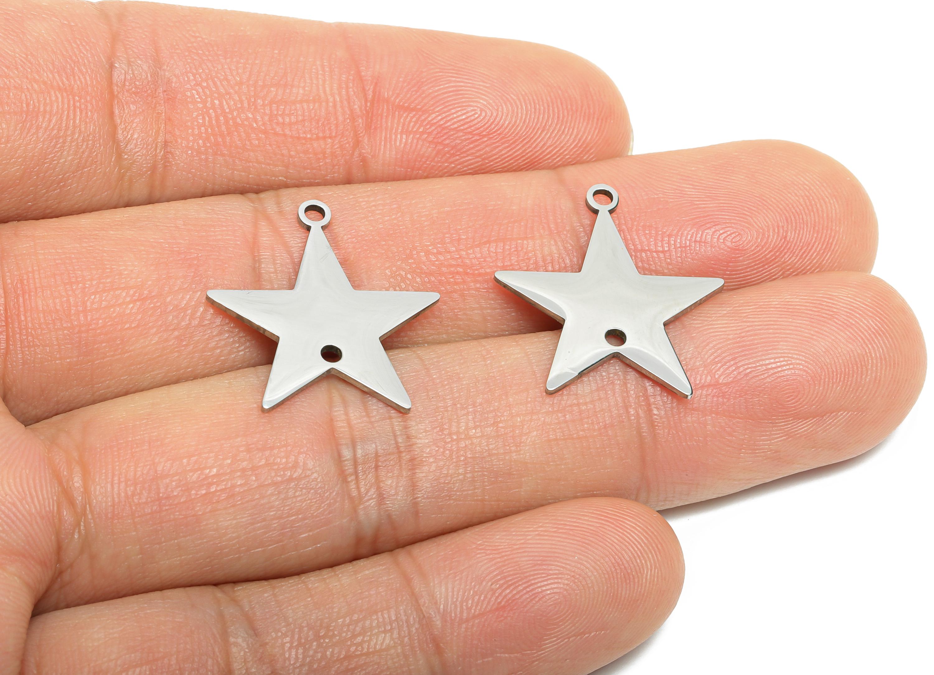 Stainless Steel Star Charm - Celestial Star Pendant - Five-Pointed Star Necklace Charm - Magical Star Jewelry Making - 21x19x0.98mm - SS2638 - DOMEDBAZAAR