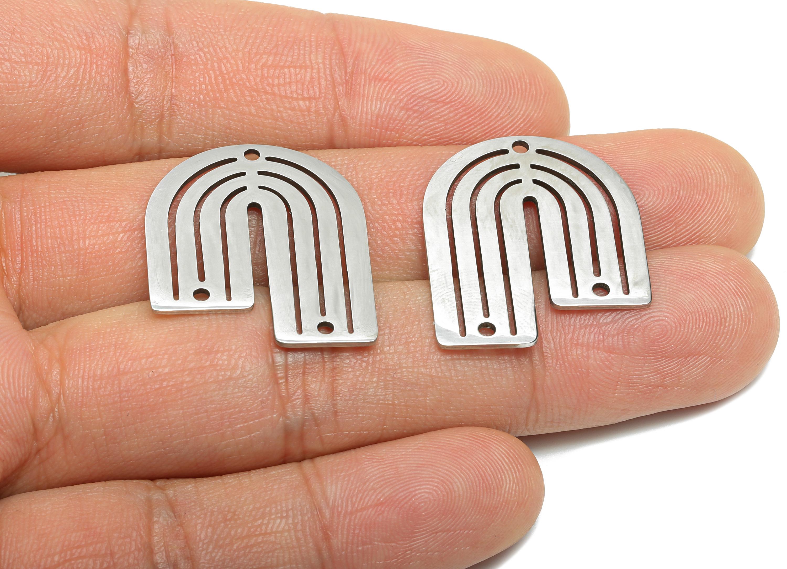 Geometric Arch Pendant - Stainless Steel Arch Connector - Modern Art Deco Jewelry Supply - Stainless Steel Charm - 26x22x0.98mm - SS2592 - DOMEDBAZAAR