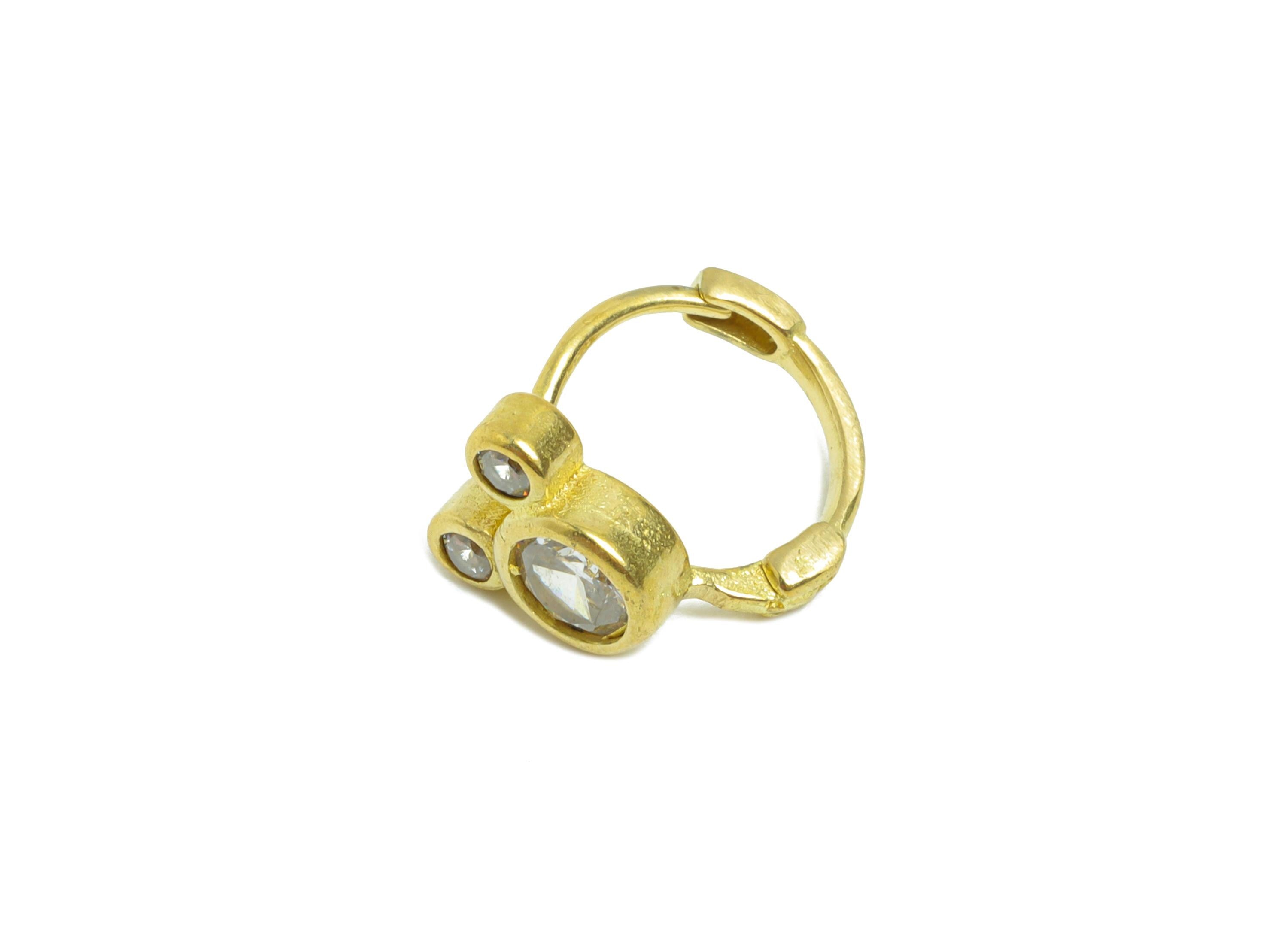 Brass CZ Huggie Hoop Earring - Raw Brass Cubic Zircon Hoop Earring - Trendy Hoop Jewelry Design - Everyday Wear - 6.15x5.58x2mm - PP11284 - DOMEDBAZAAR