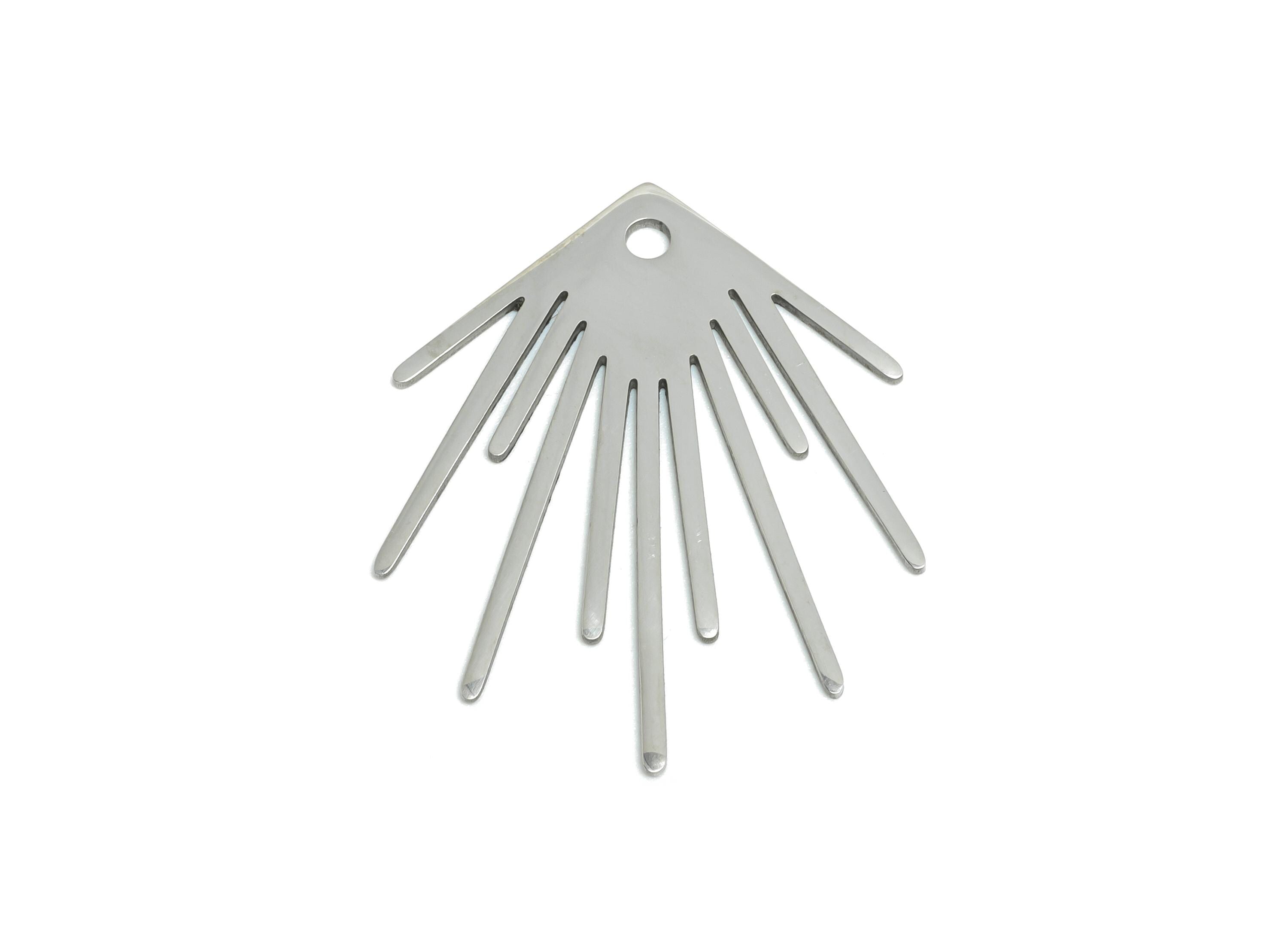 Steel Sunburst Pendant - Radiant Sun Charm - Stainless Steel Sunburst Earring Charm - Minimalist Sunbeam Charm - 31x26x0.98mm - SS2614 - DOMEDBAZAAR
