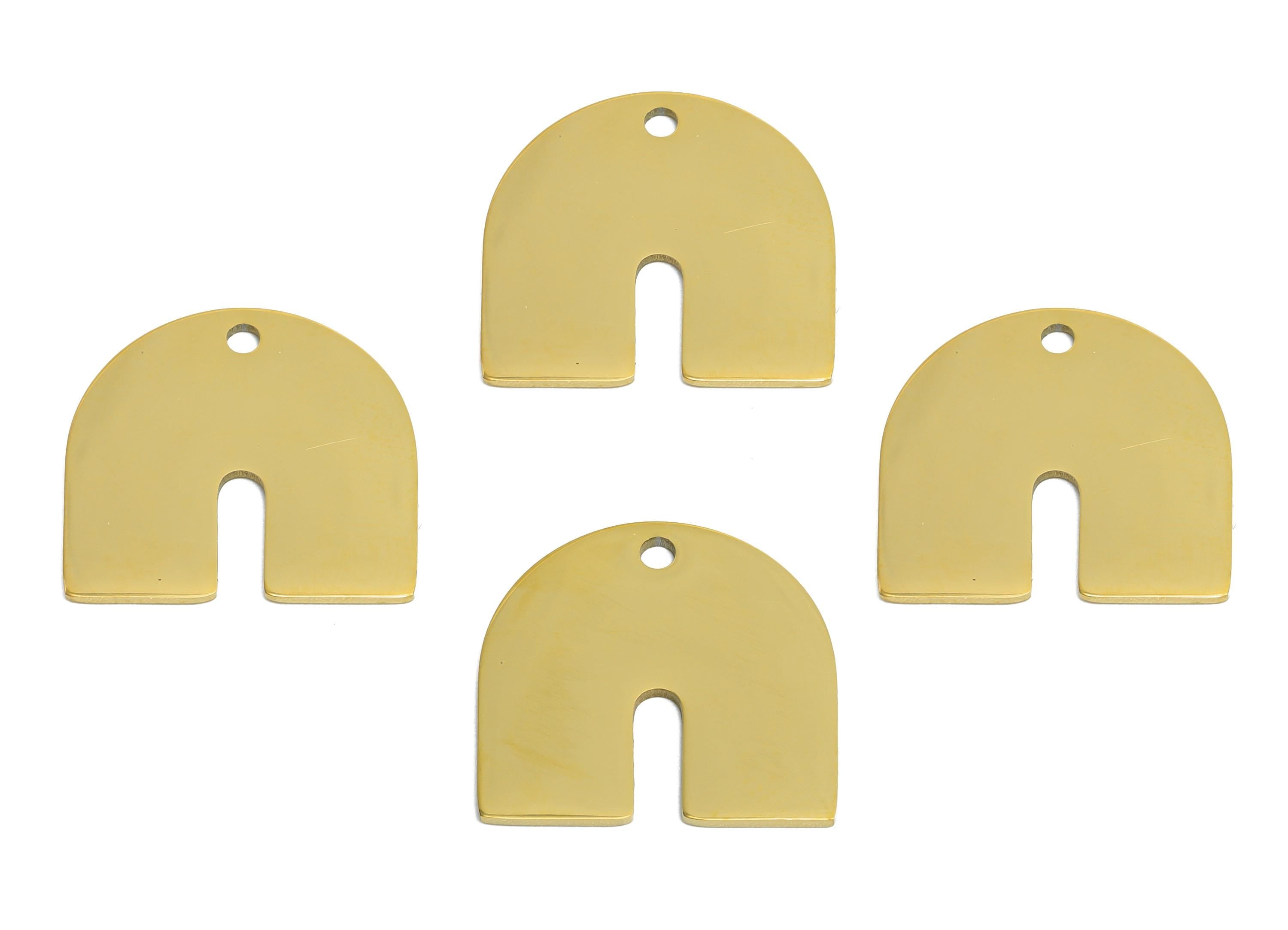 Minimalist Arch Pendant - Steel Geometric Charms - Modern Jewelry Component - DIY Making - 18K Real Vacuum Plated - 17x16x0.98mm - SS2623G - DOMEDBAZAAR