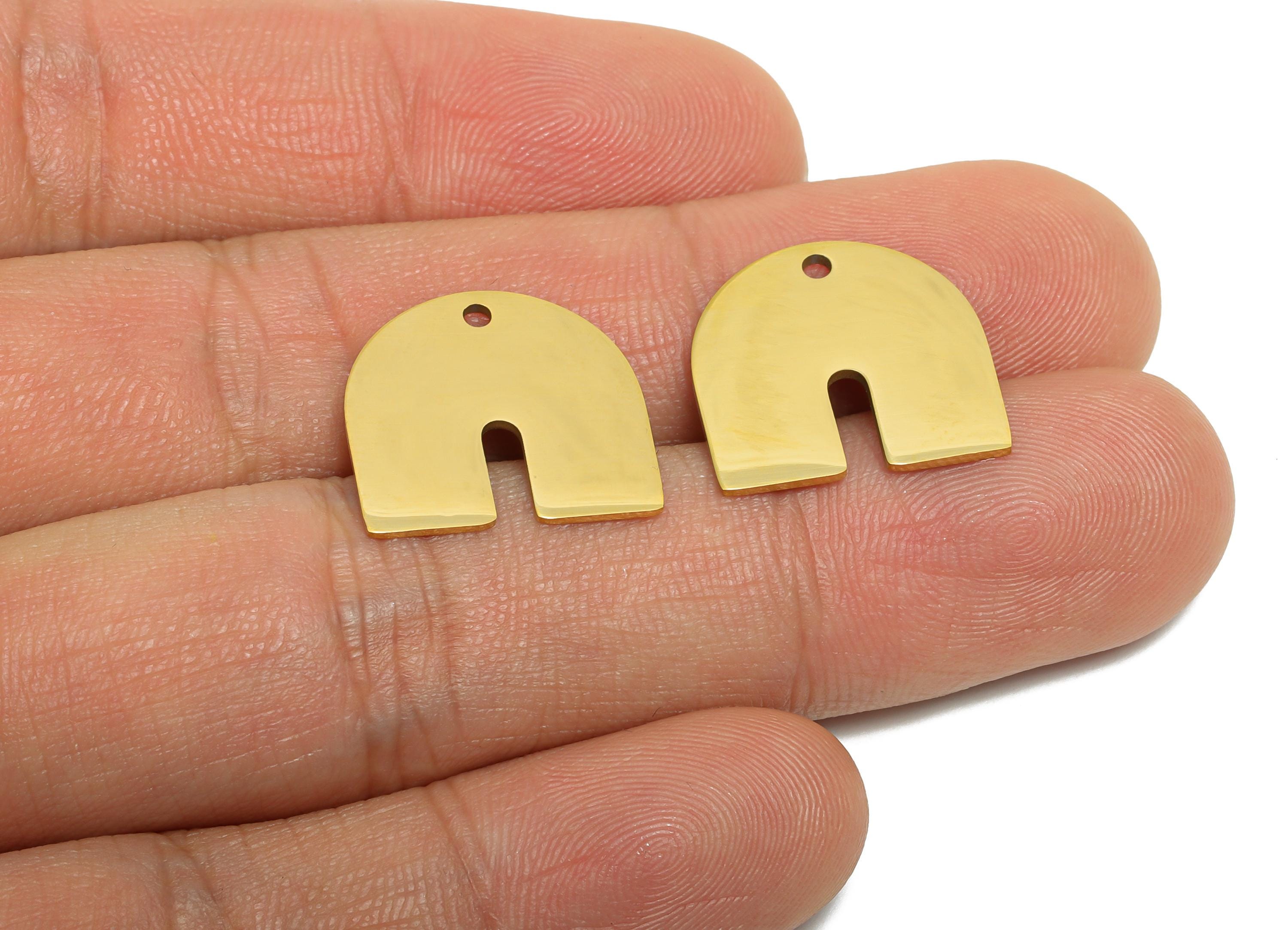 Minimalist Arch Pendant - Steel Geometric Charms - Modern Jewelry Component - DIY Making - 18K Real Vacuum Plated - 17x16x0.98mm - SS2623G - DOMEDBAZAAR