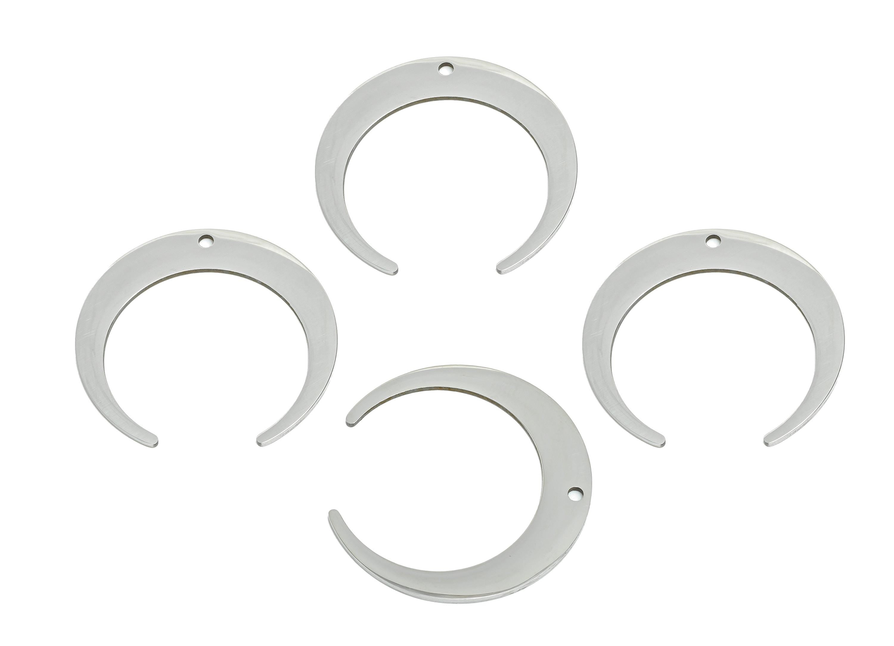 Stainless Steel Crescent Connector - Moon Jewelry Charm With Hole - Steel Moon Pendant - Celestial Jewelry - 27x25.77x0.98mm - SS2628 - DOMEDBAZAAR
