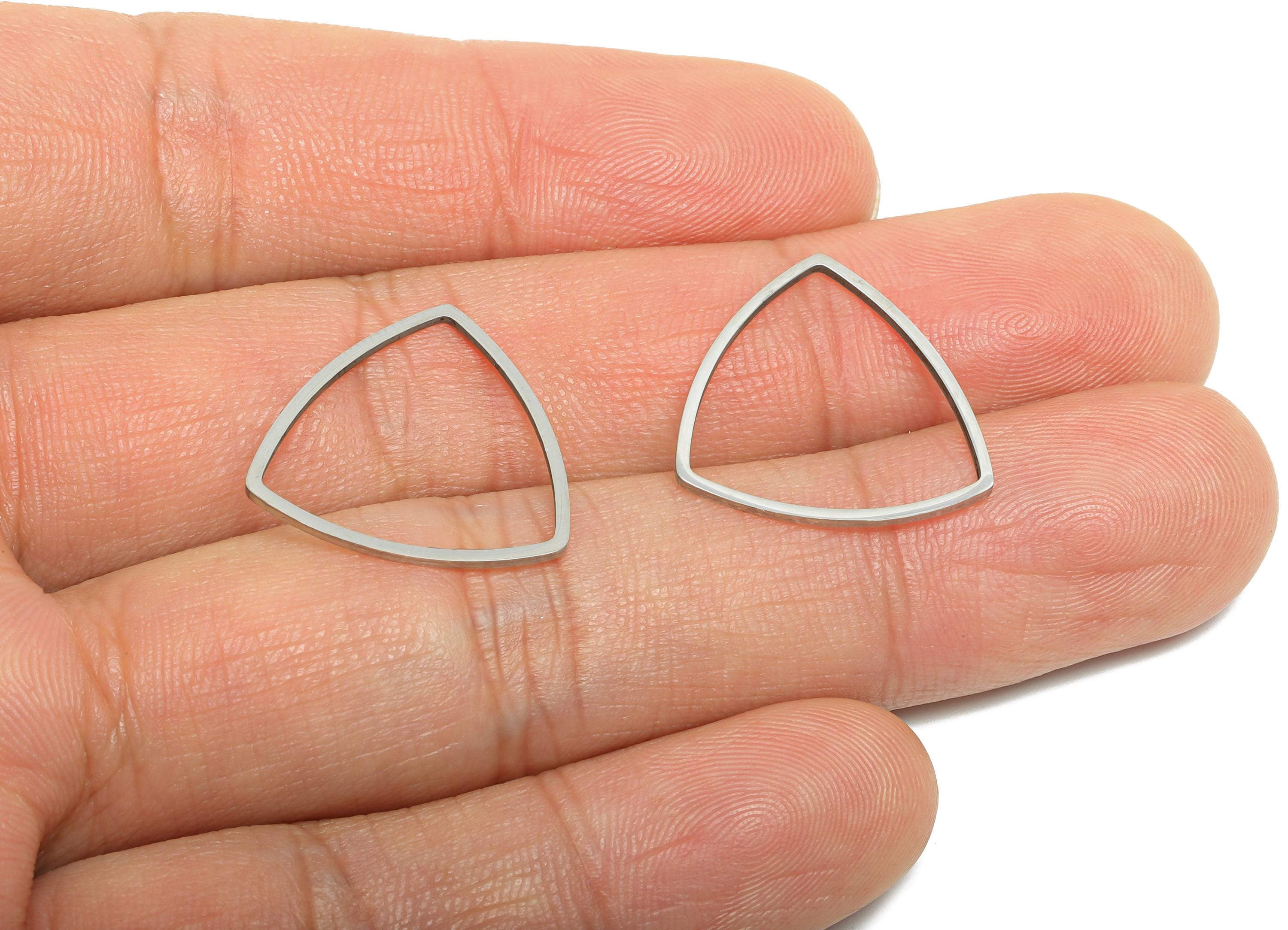 19mm Steel Triangle Ring Earring Charms - Geometric Jewelry Connector for DIY Making - Hollow Metal DIY Jewelry - 19.6x19.37x0.9mm - SS2671 - DOMEDBAZAAR
