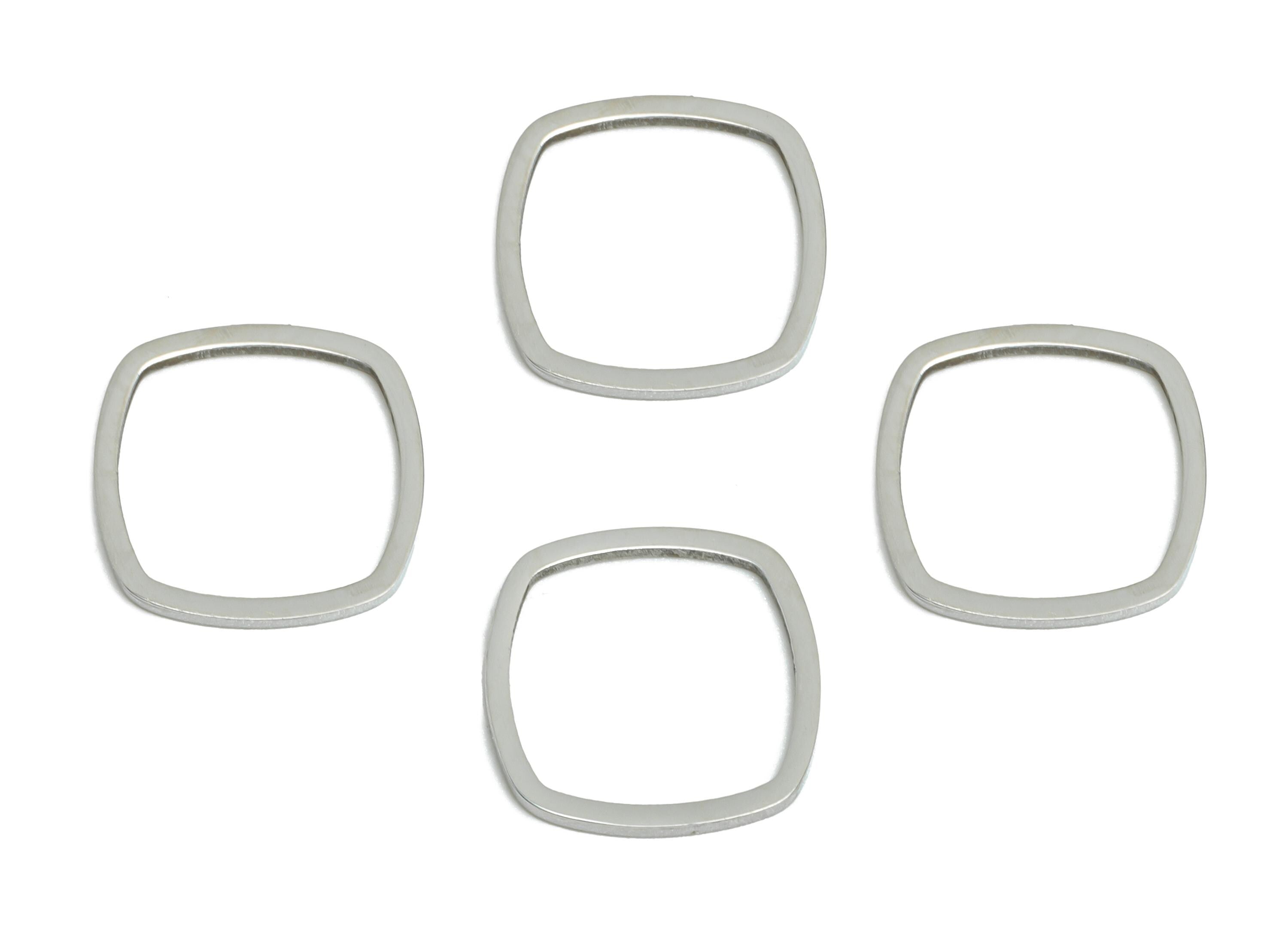 11mm Steel Square Ring Earring Charm - Geometric Jewelry Connector for DIY Making - Hollow Square Jewelry Charm - 11.85x11.85x0.9mm - SS2666