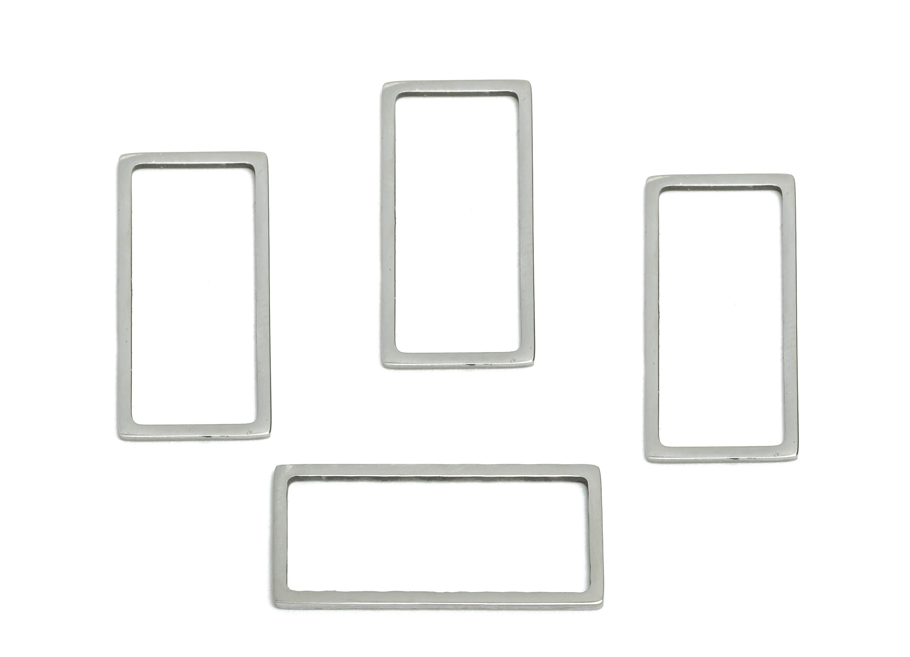 20mm Steel Rectangle Ring Earring Charm - Geometric Jewelry Connector for DIY Making - Hollow Metal DIY Jewelry - 20.8x9.84x0.8mm - SS2686 - DOMEDBAZAAR