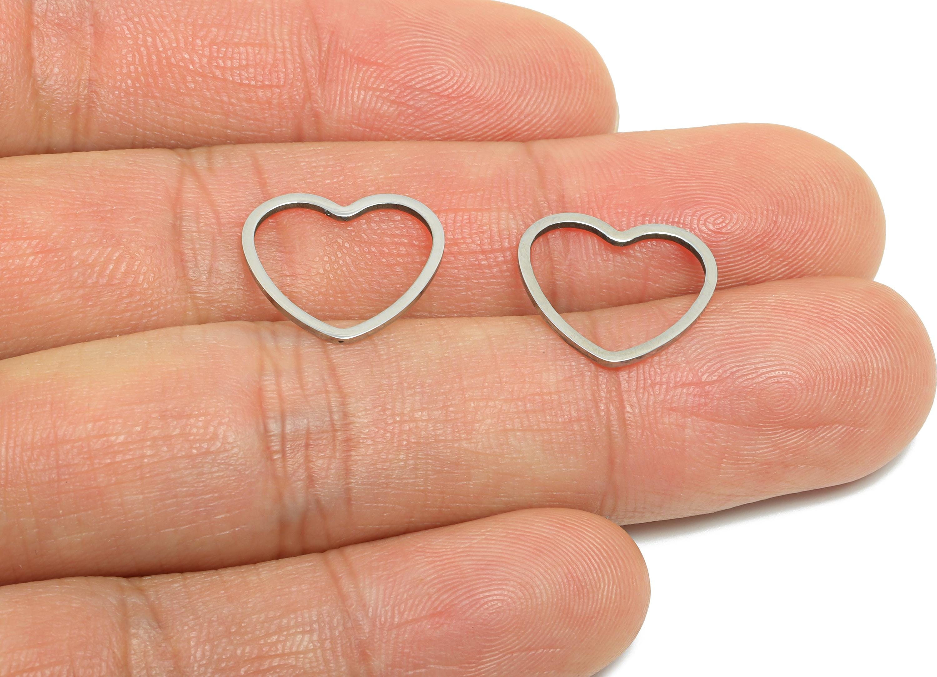 15mm Steel Heart Ring Earring Charms - Geometric Jewelry Connector for DIY Making - Hollow Metal DIY Jewelry - 15.27x13.74x0.8mm - SS2692 - DOMEDBAZAAR