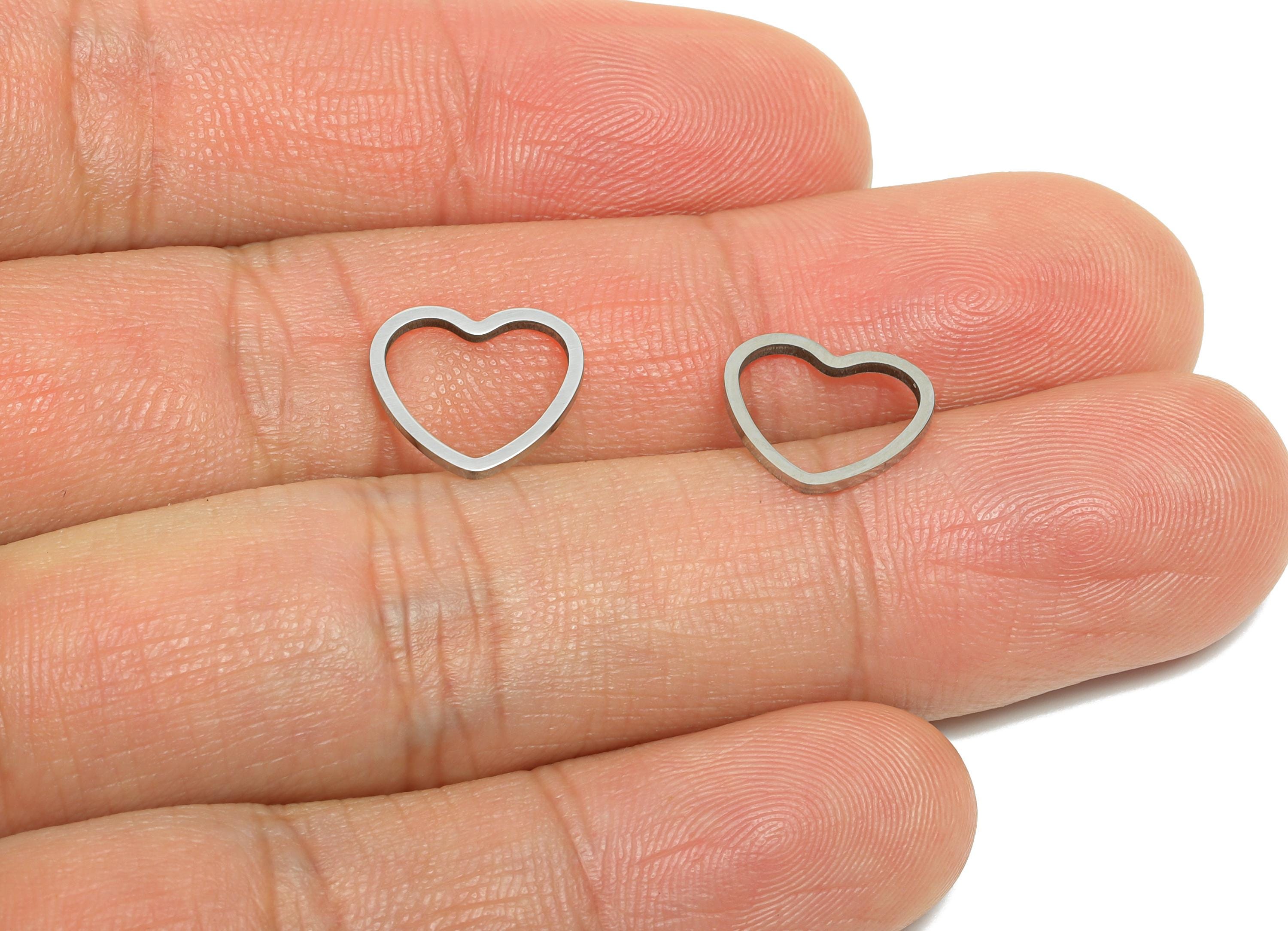 11mm Steel Heart Ring Earring Charms - Geometric Jewelry Connector for DIY Making - Hollow Metal DIY Jewelry - 11.76x10.63x0.8mm - SS2690 - DOMEDBAZAAR