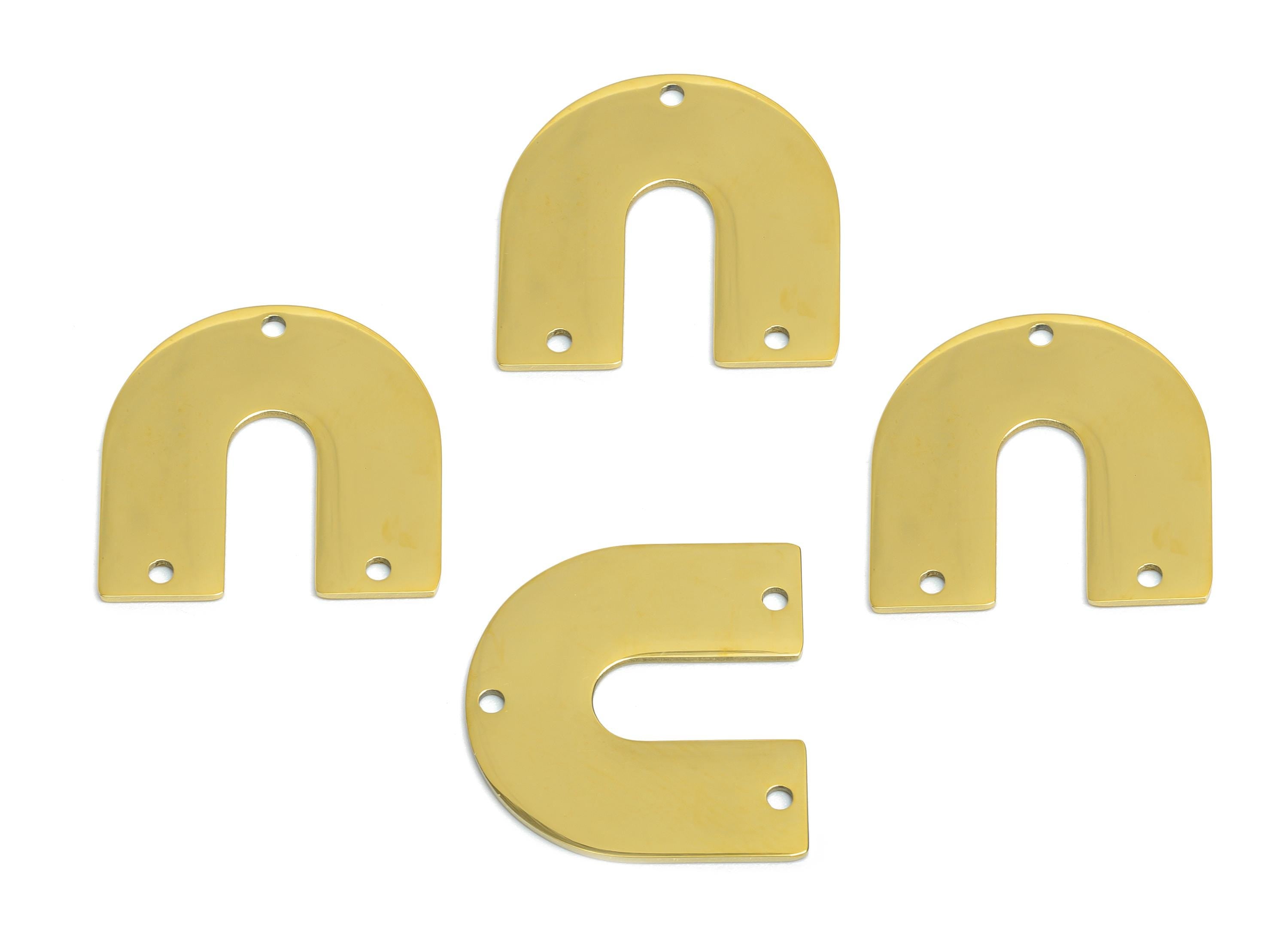 Steel Arch Connector - Gold Color Steel Horseshoe Pendant - Steel Gold Arch Connector - 18k Vacuum Gold Plating - 21x20x0.98mm - SS2612G - DOMEDBAZAAR