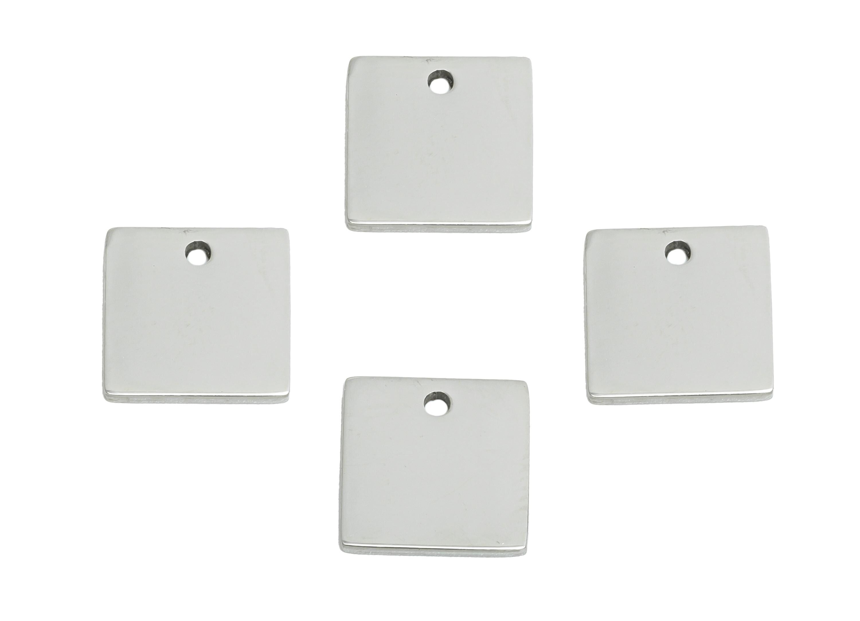Steel Square Charm - Stainless Steel Geometric Jewelry - Metal Square Jewelry Charm - DIY Bracelet Making Supplies - 9.8x9.8x0.9mm - SS2678 - DOMEDBAZAAR