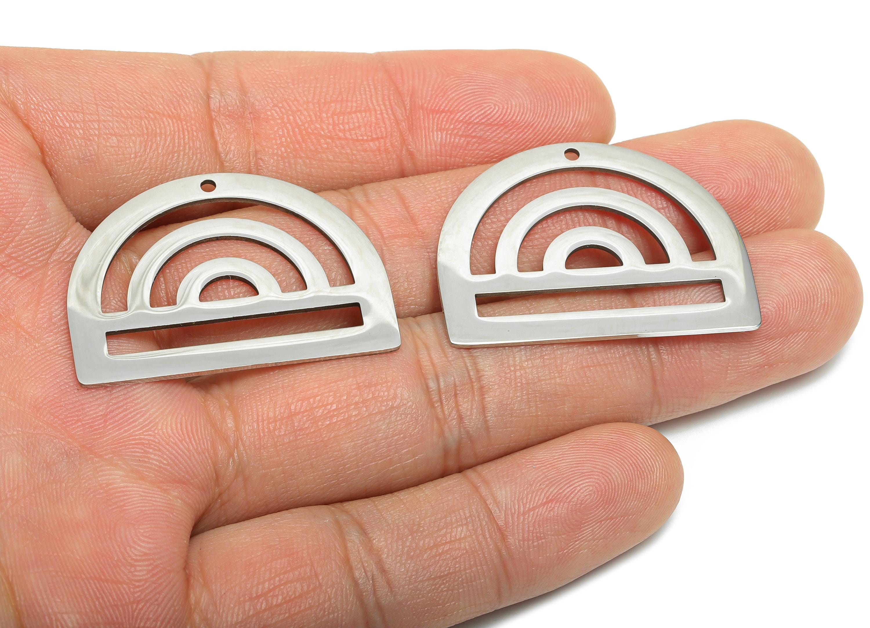 Minimalist Rainbow Pendant - Geometric Half Circle Charm - Cutout Rainbow For Necklace - DIY Earring Finding - 35x26x0.98mm - SS2601 - DOMEDBAZAAR