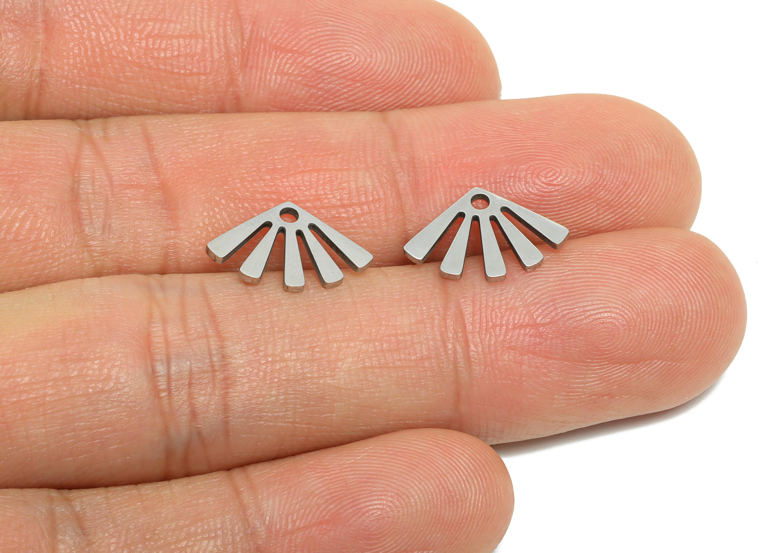 Steel Fan Pendant - Steel Trendy Fan Charm - Geometry For Necklace - Metal DIY Earring Finding - Boho Metal Jewelry - 14x9x0.98mm - SS2649 - DOMEDBAZAAR