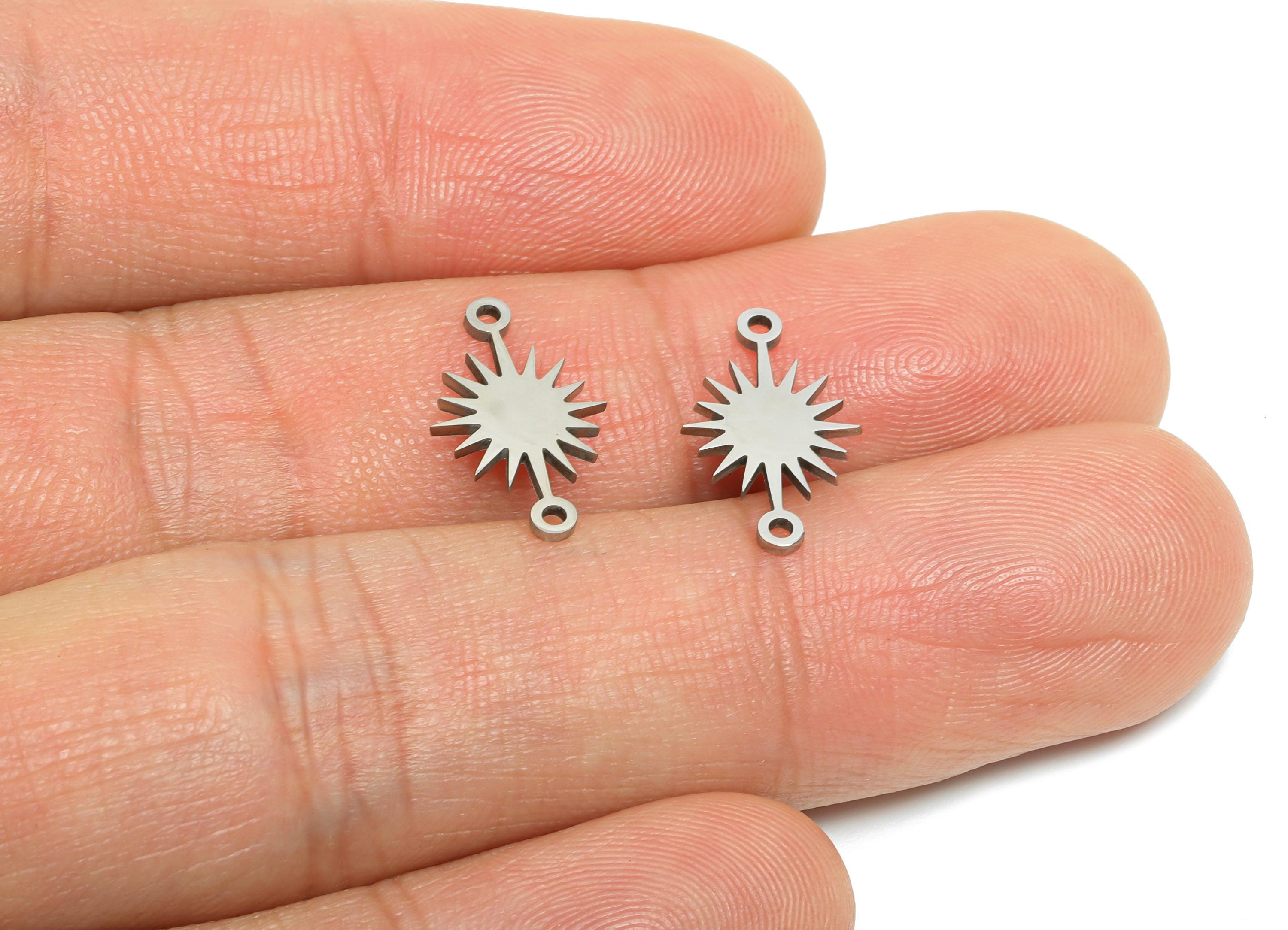 Steel Sunburst Connector - Boho Star Charm Connector - Celestial Jewelry Supply For Necklace - Stainless Steel Charm - 15x9x0.98mm - SS2473 - DOMEDBAZAAR